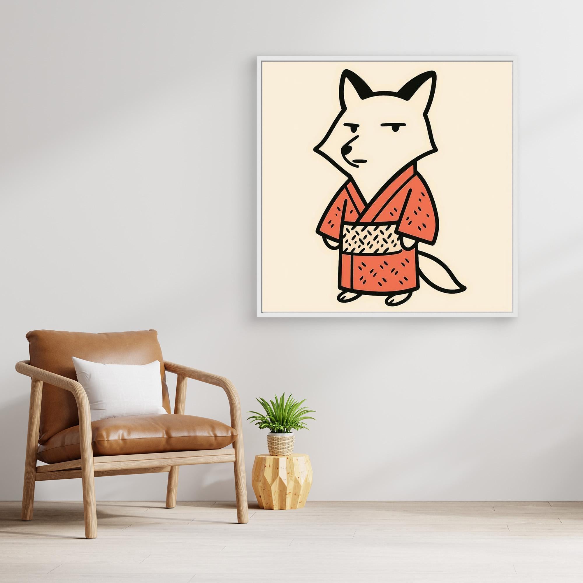 Japanese Fox Kimono Wall Art | Nursery & Playroom Decor - Framed Pop Art
