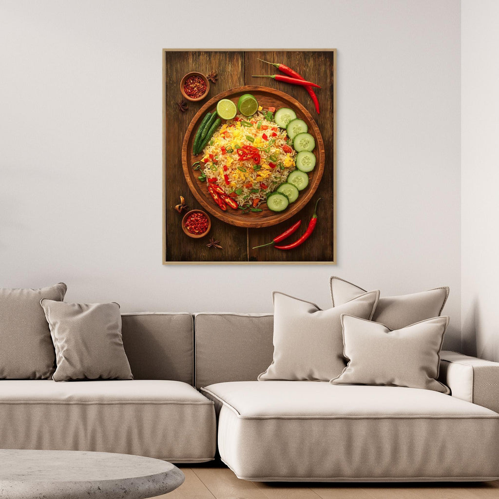 Spicy Lime Fried Rice Rustic Kitchen Canvas Art Print - Framed Pop Art