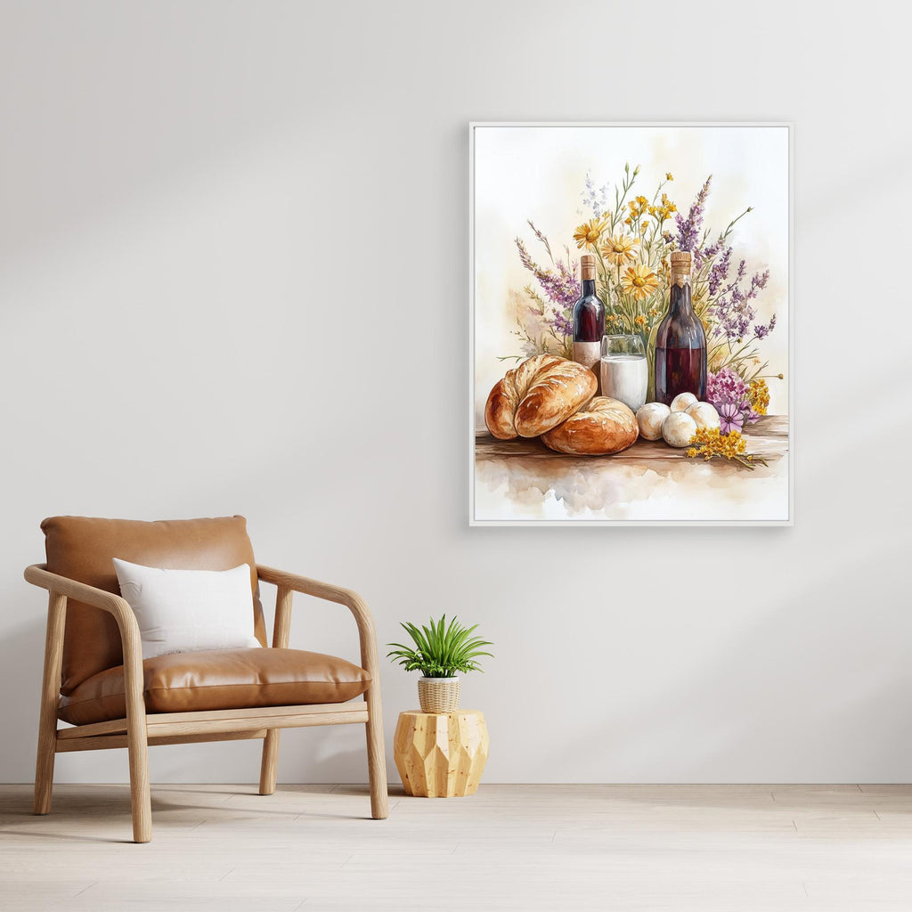 Rustic Kitchen Still Life Watercolour Wall Art | Framed Canvas - Framed Pop Art