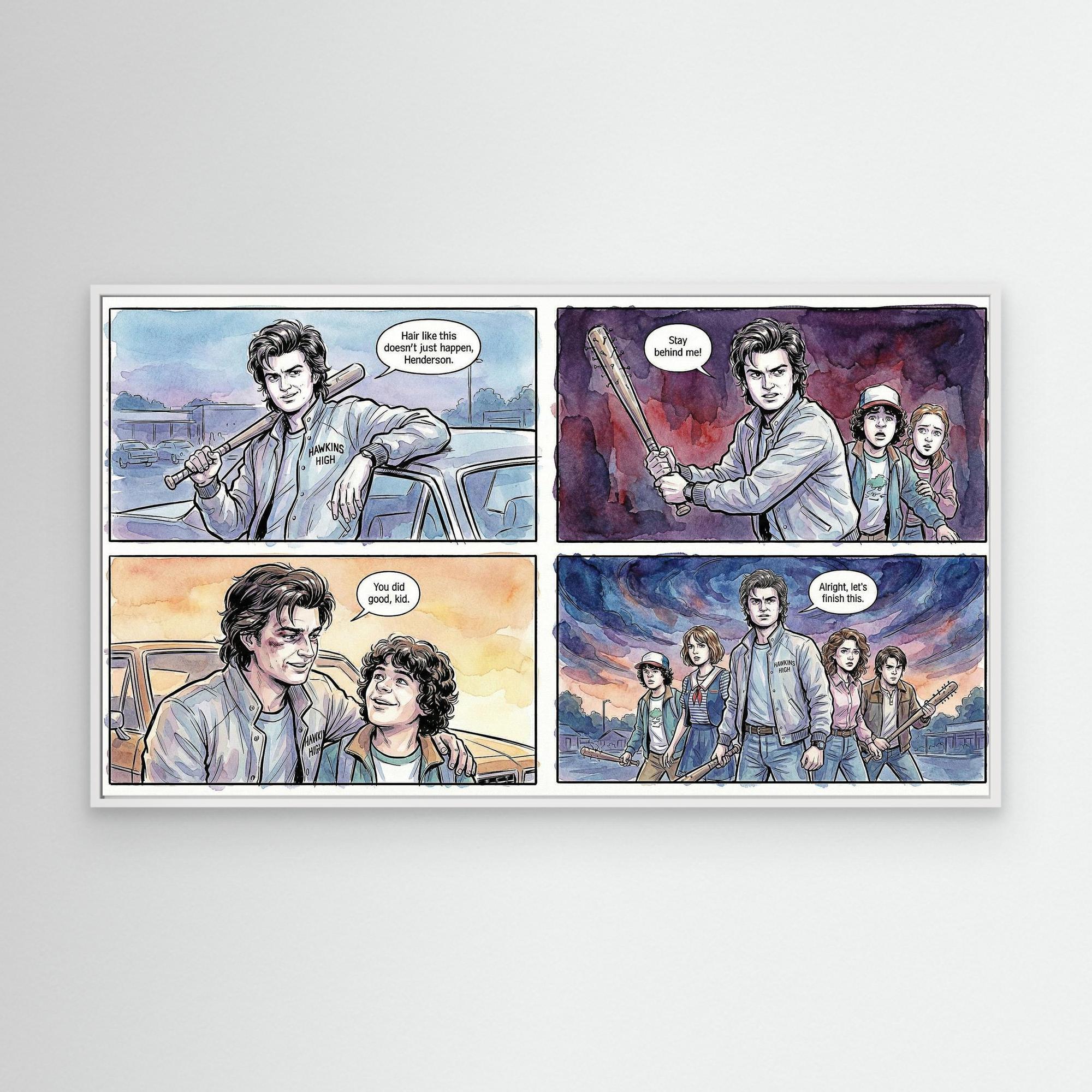 Stranger Hero Comic Canvas Print | Hawkins Style Wall Art