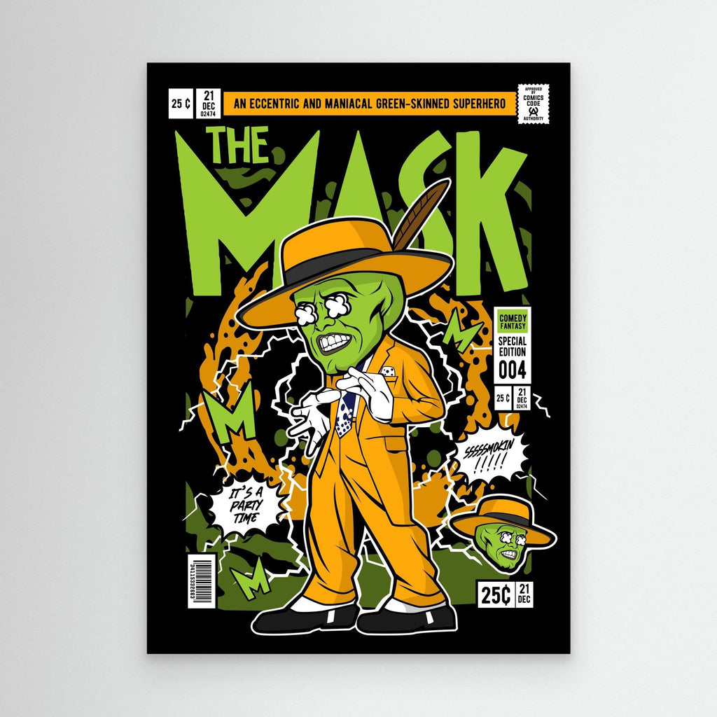 Mask-Inspired Comic Wall Art for Man Caves & Bars - Framed Pop Art