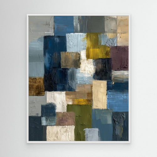 Abstract Blue & Earthy Textured Canvas Art | Framed Wall Decor