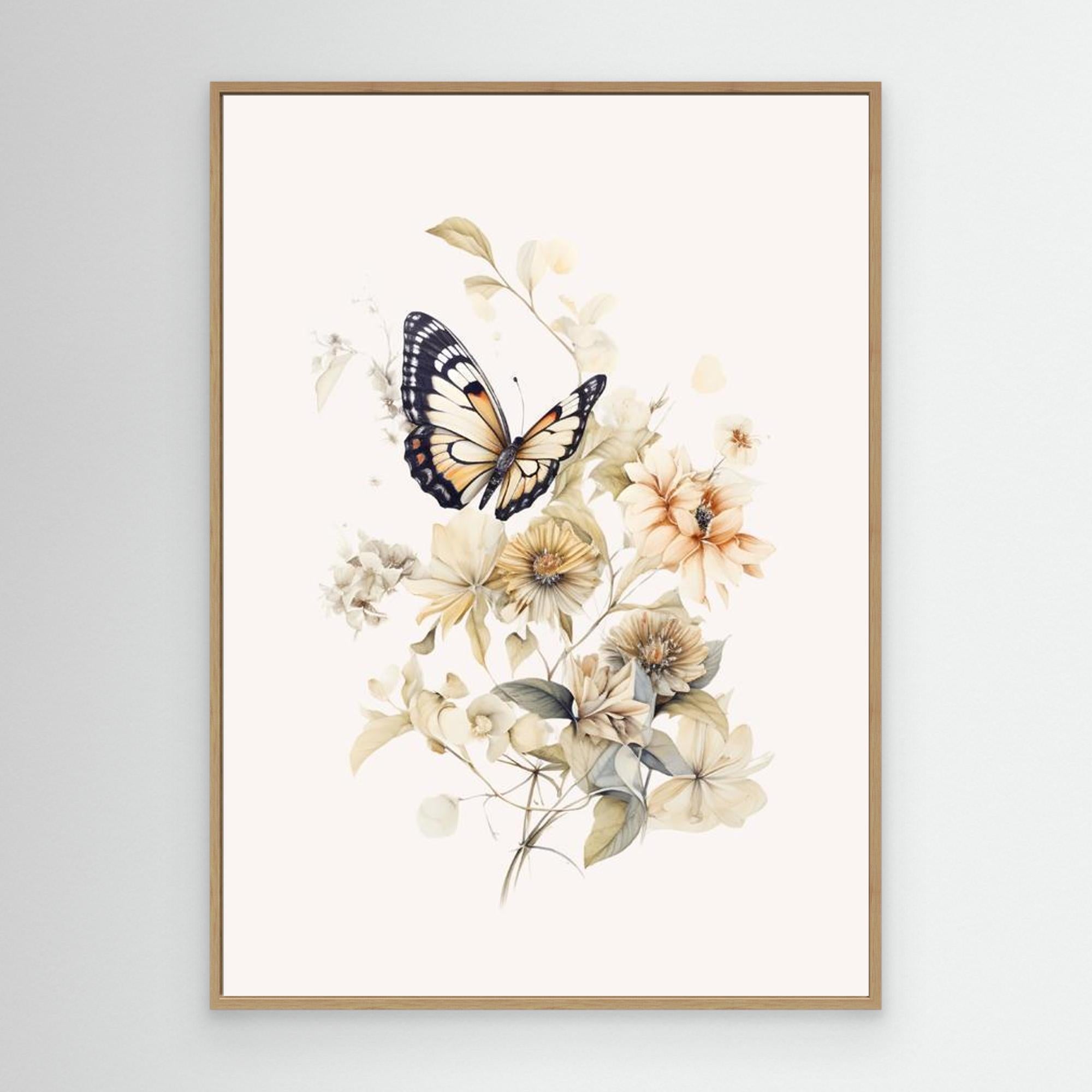 Butterfly Botanical Wall Art | Soft Nursery Decor - Framed Pop Art