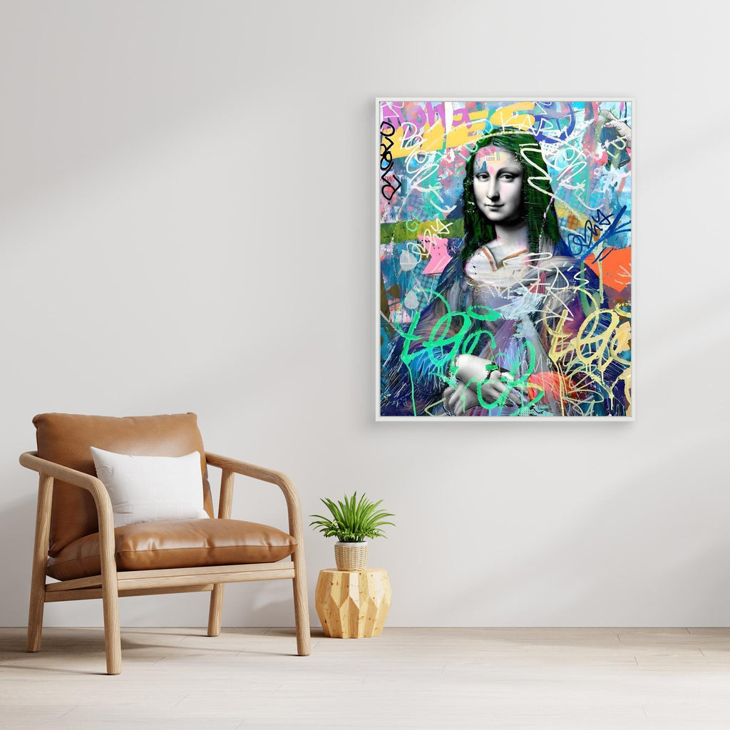 Mona Lisa Graffiti Street Art Canvas | Modern Pop Art Print - Framed Pop Art