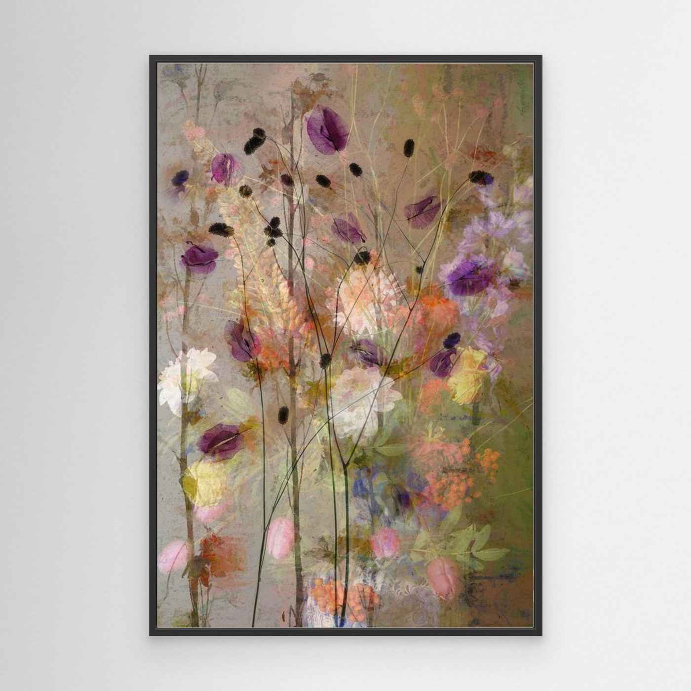 Muted Floral Canvas Wall Art for Living Room Decor