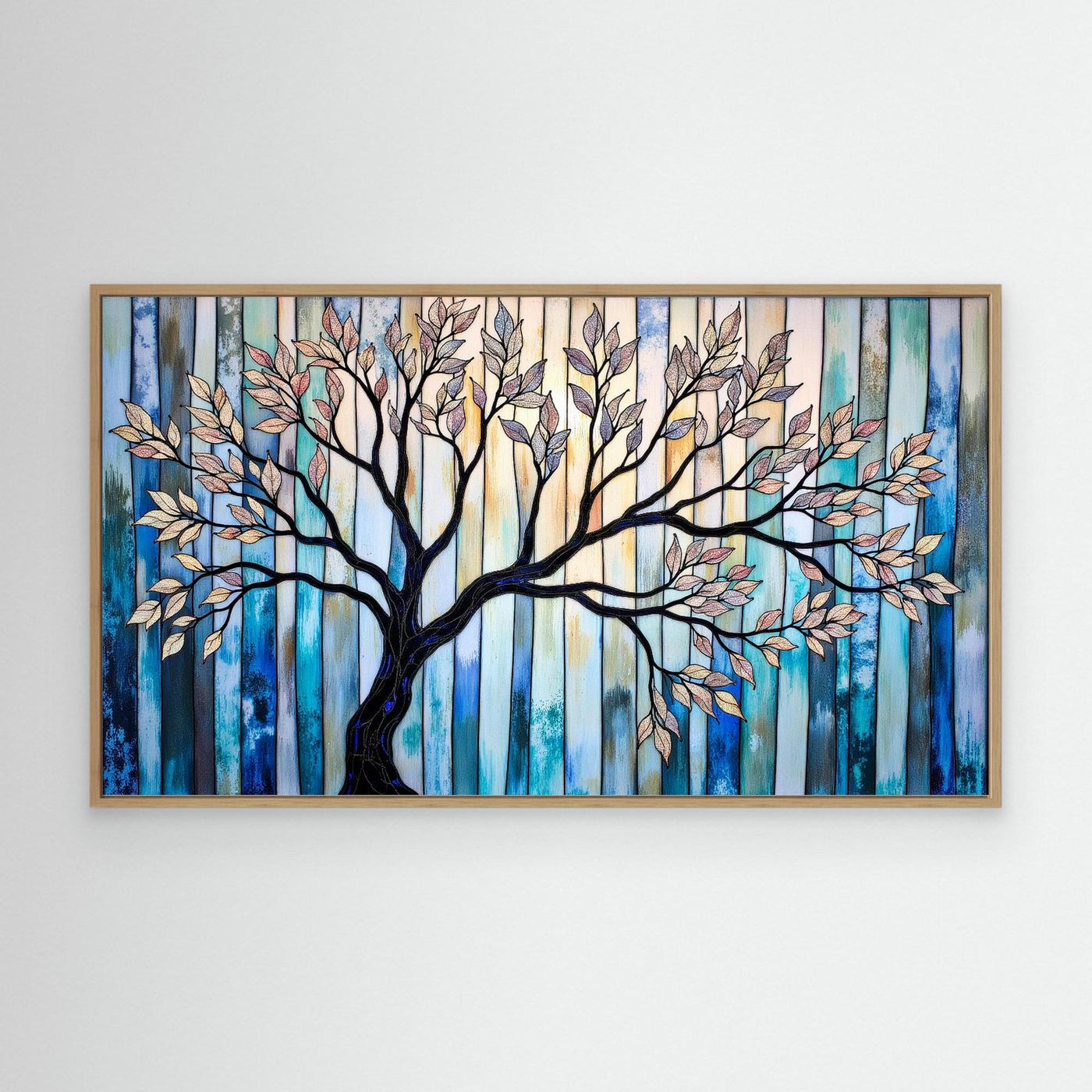 Modern Tree Wall Art | Blue Abstract Nature Decor for Living Room