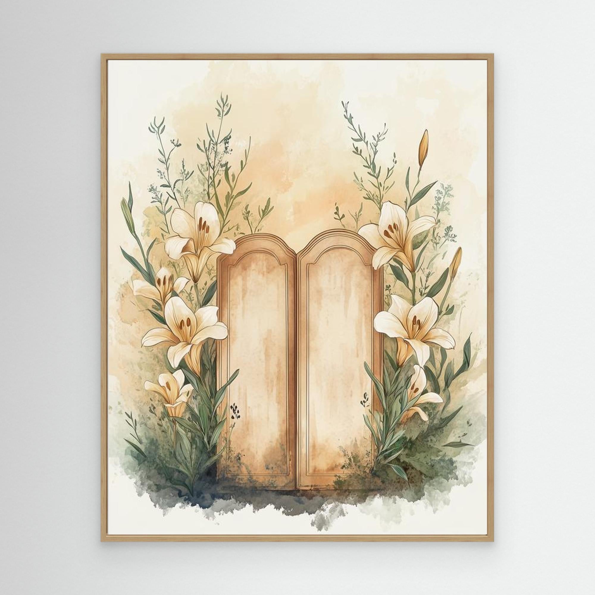 Vintage Lily & Arched Doorway Canvas Wall Art | UK Made