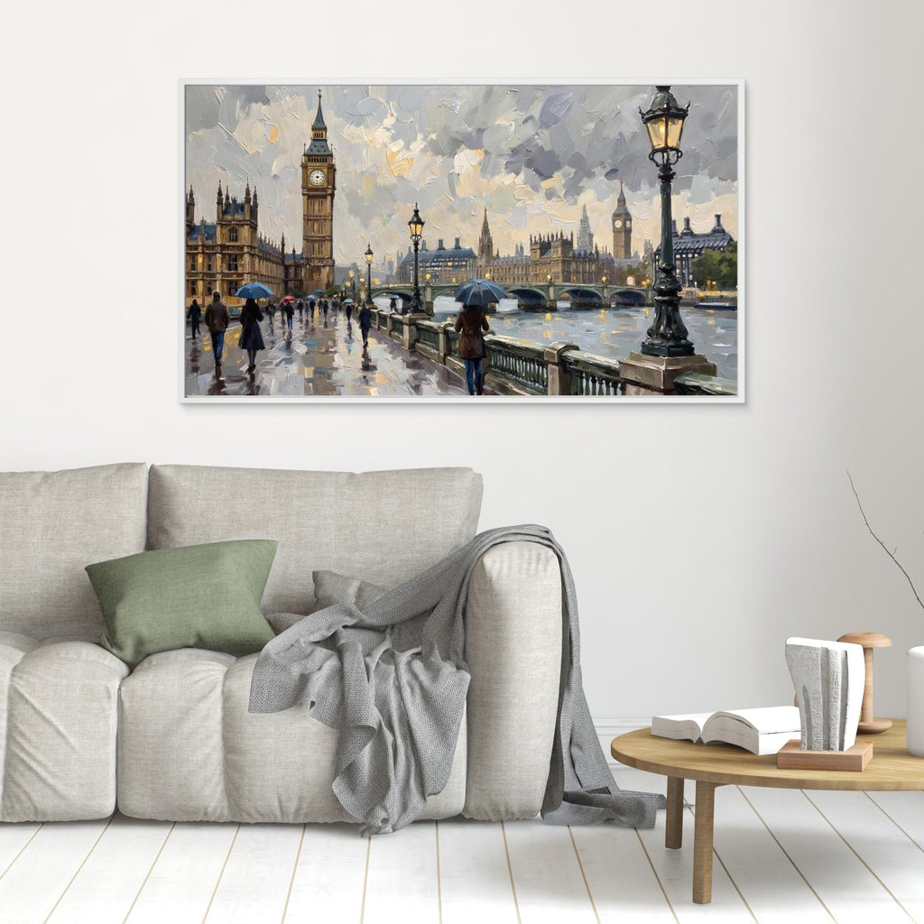 Rainy London Westminster Bridge Canvas Print