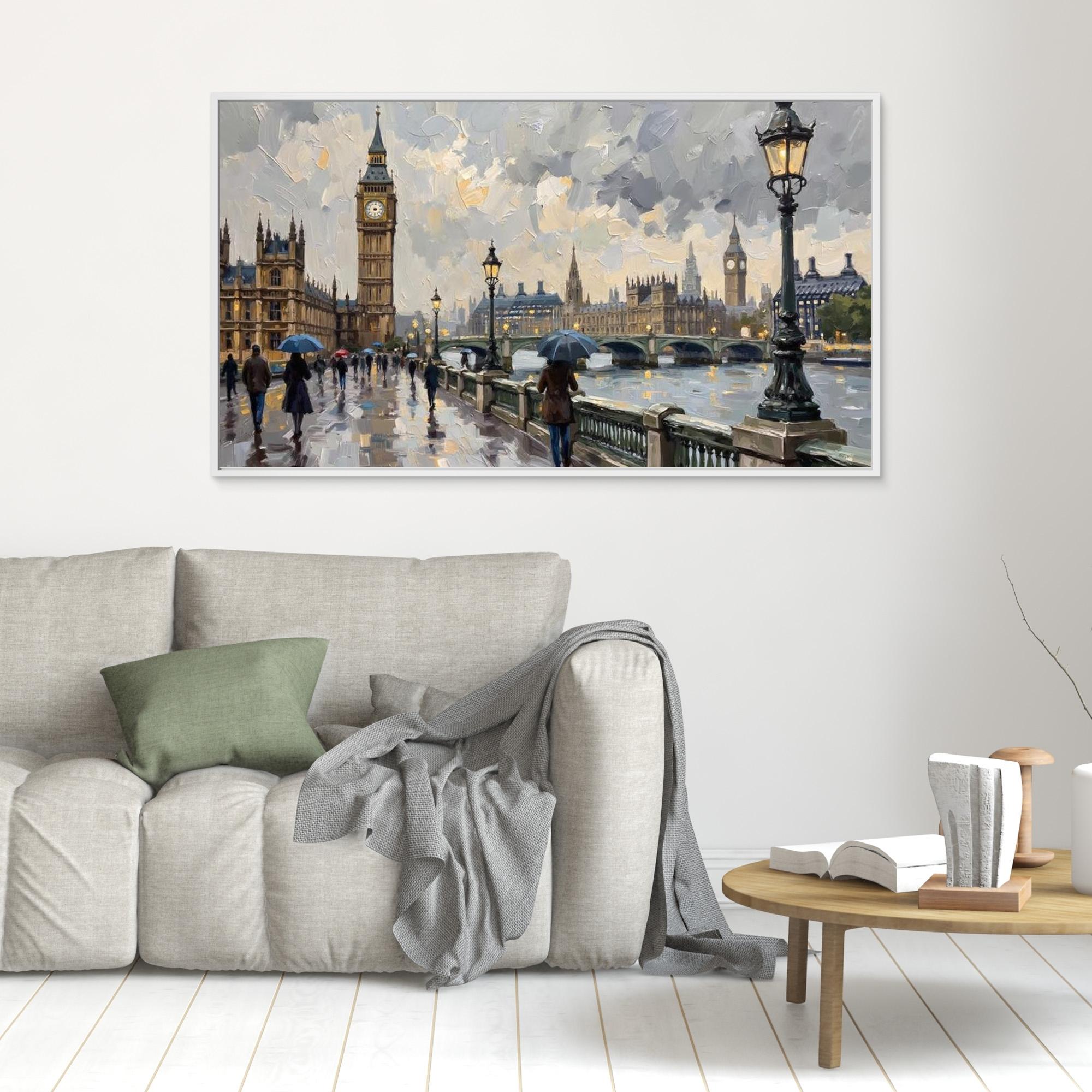 Rainy London Westminster Bridge Canvas Print
