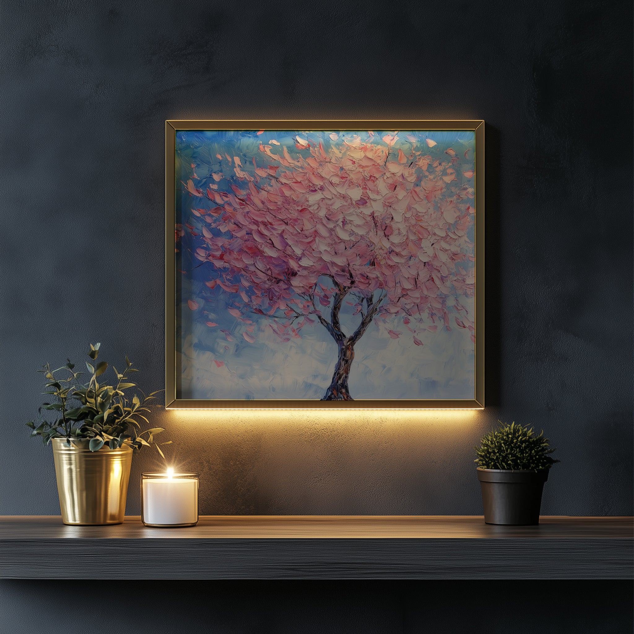 Pink Blossom Tree Canvas Wall Art for Nursery Bedroom - Framed Pop Art