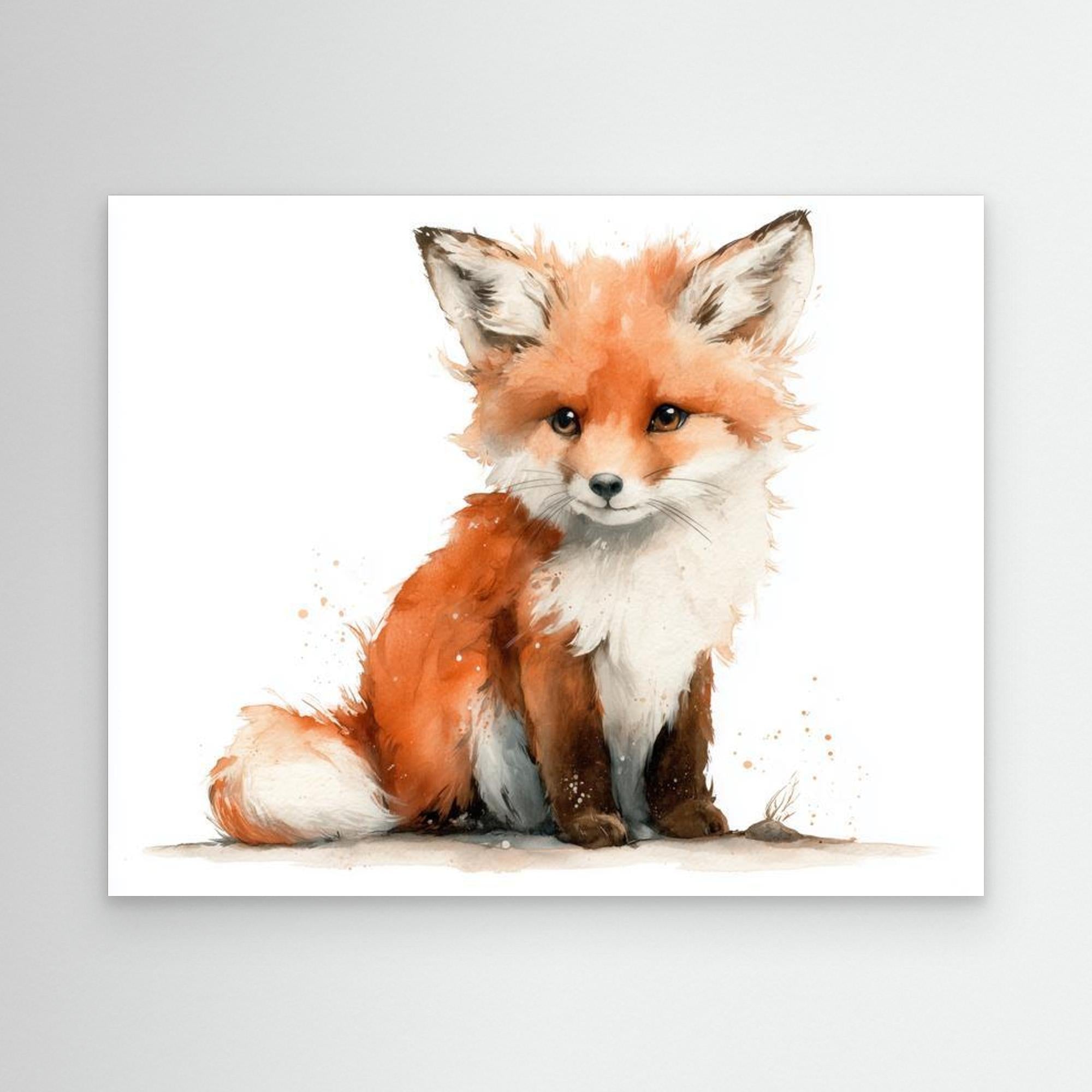 Cute Baby Fox Nursery Wall Art | Woodland Animal Print - Framed Pop Art