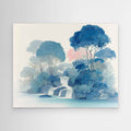 Blue Waterfall Forest Canvas Wall Art Print - Framed Pop Art