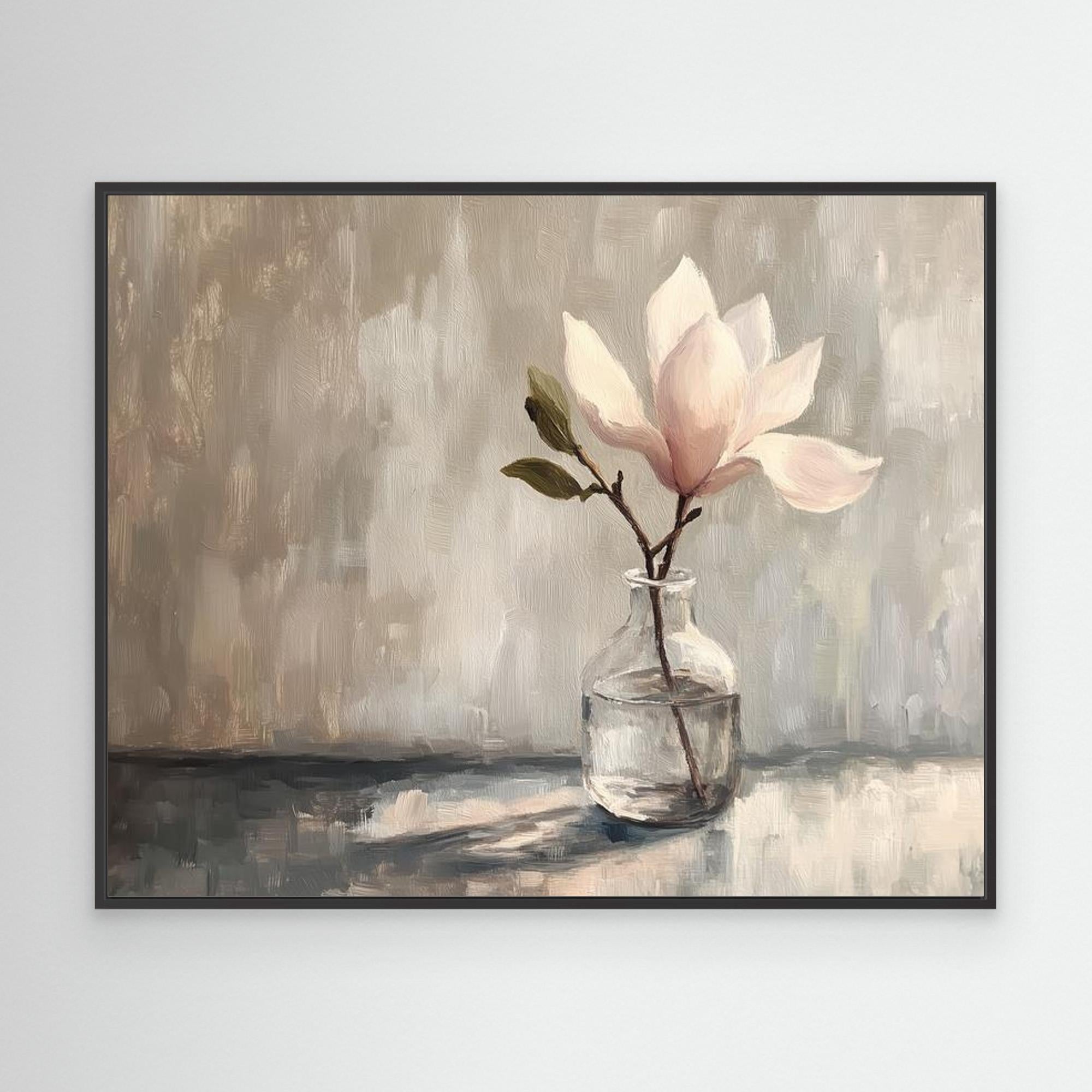 Magnolia in Glass Vase Canvas Print | Calm Floral Wall Art