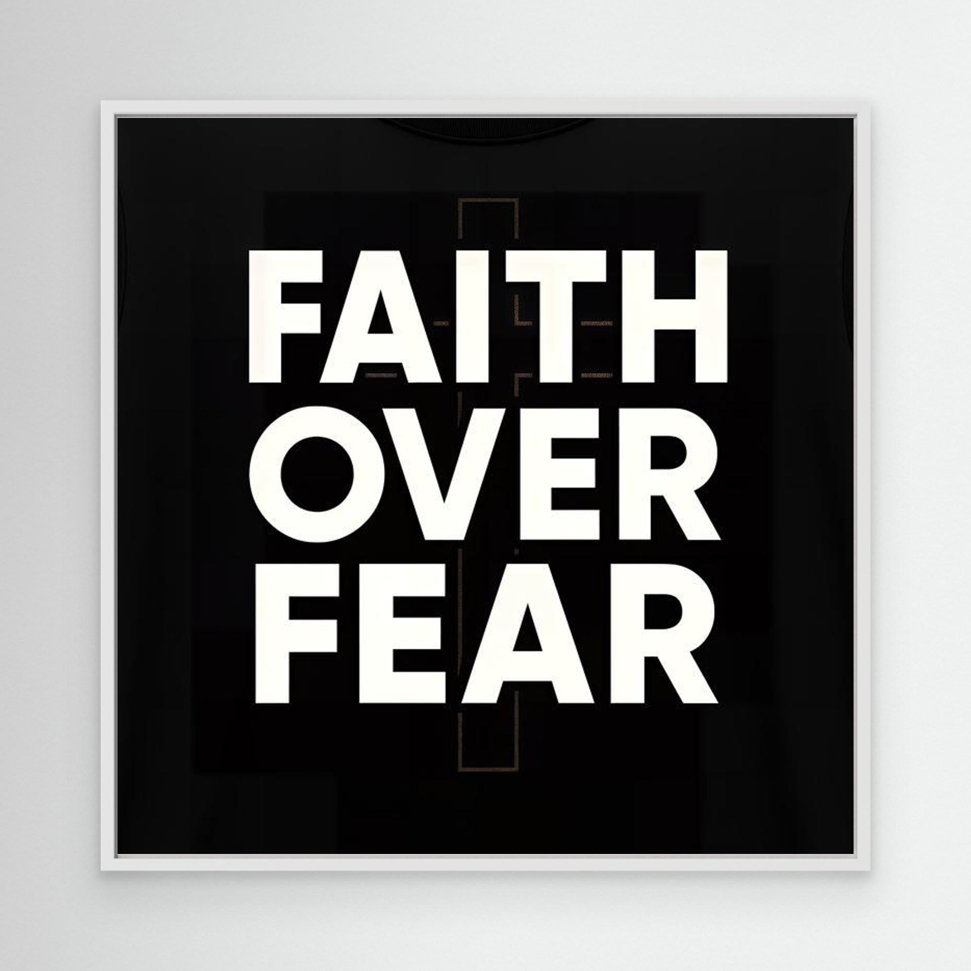 Faith Over Fear Wall Art | Modern Christian Bedroom Quote