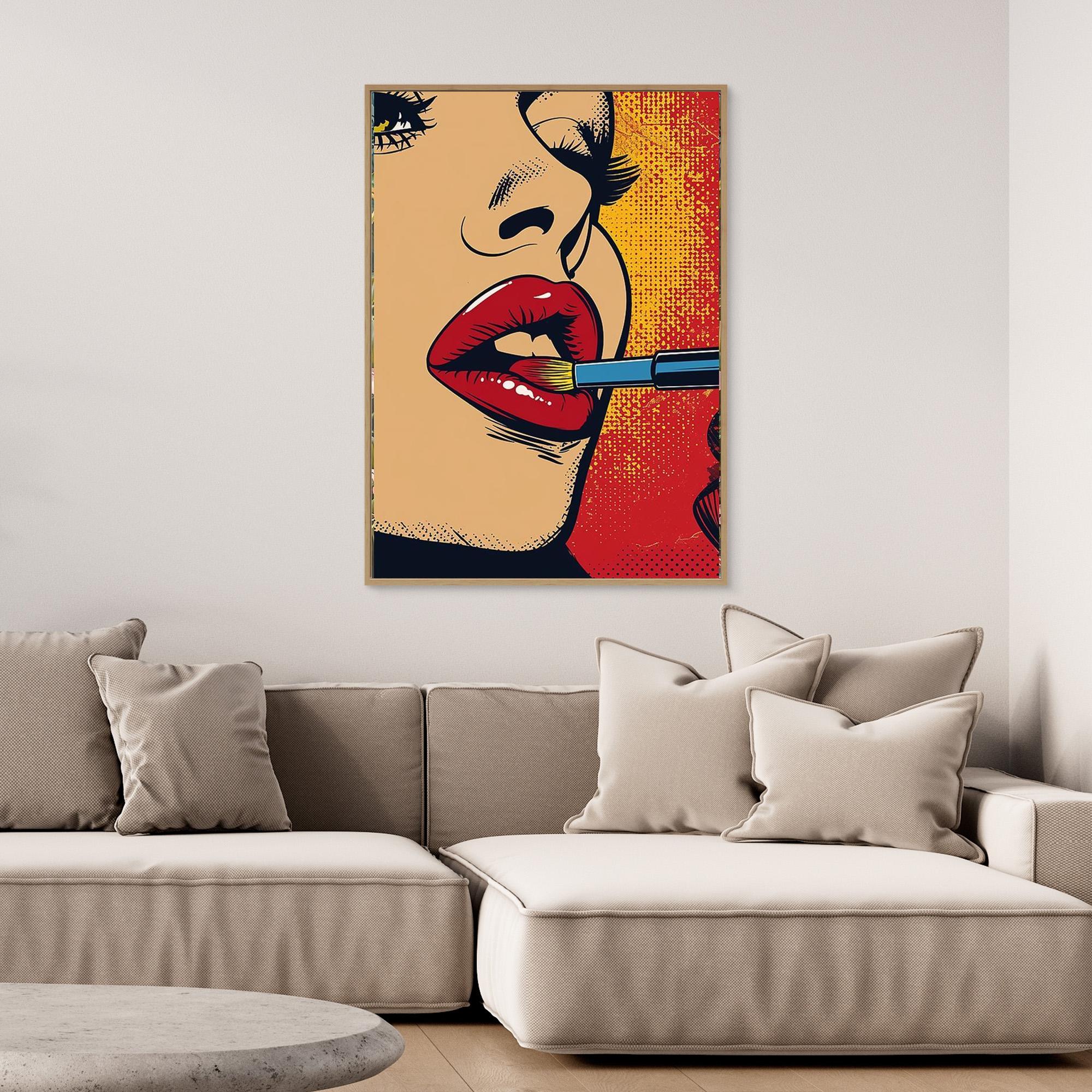 Pop Art Lipstick Wall Art Canvas for Beauty Salon Decor - Framed Pop Art