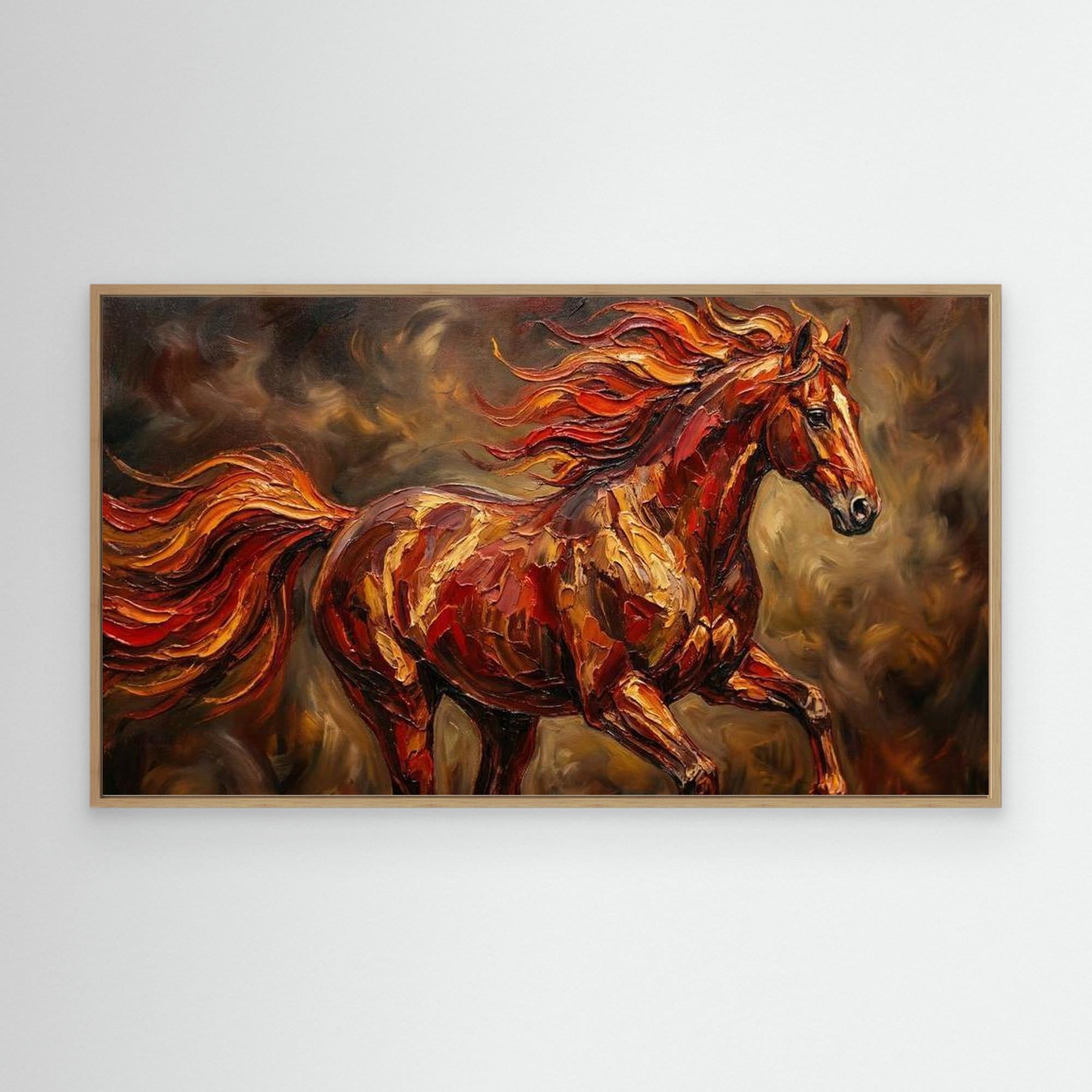 Fire Horse Chinese New Year Canvas Print for Lounge - Framed Pop Art