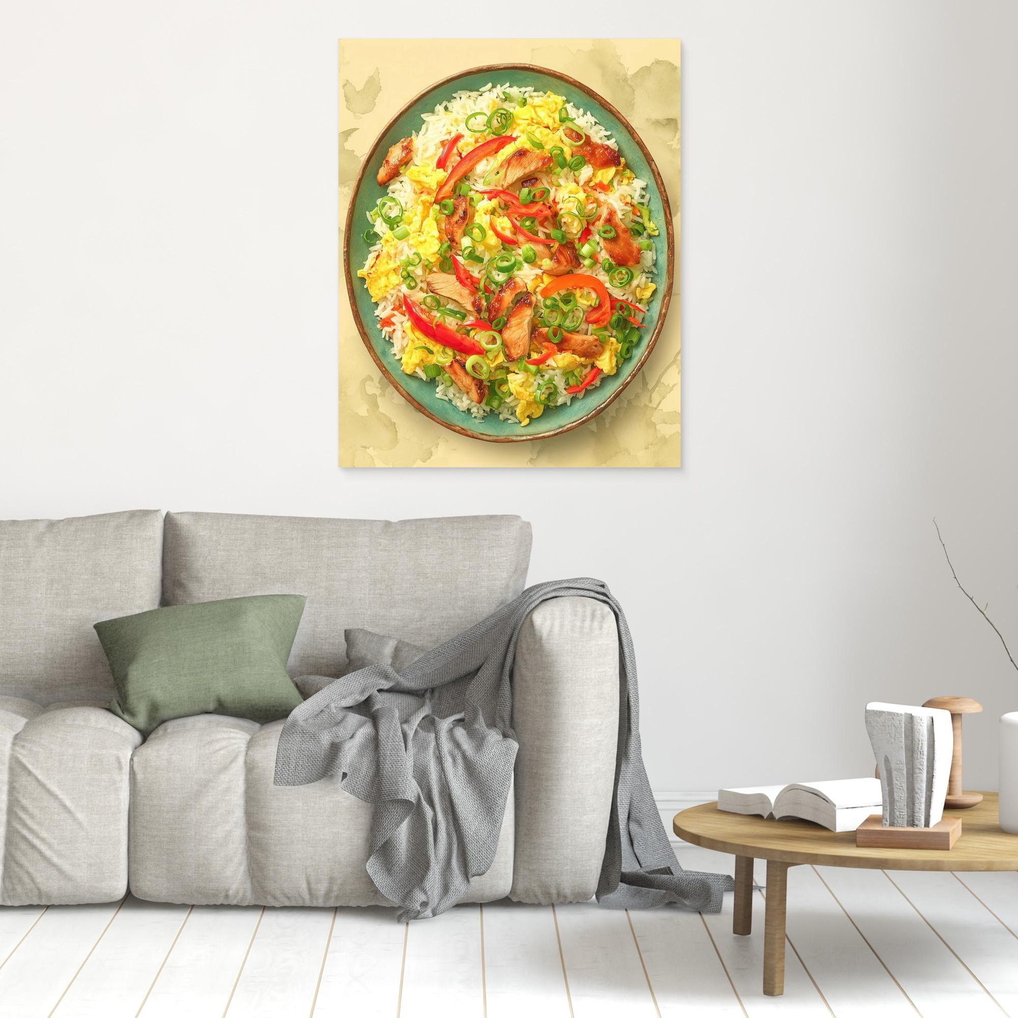 Vibrant Chicken Fried Rice Bowl Kitchen Canvas Wall Art