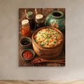 Rustic Bamboo Fried Rice Kitchen Canvas Wall Print - Framed Pop Art