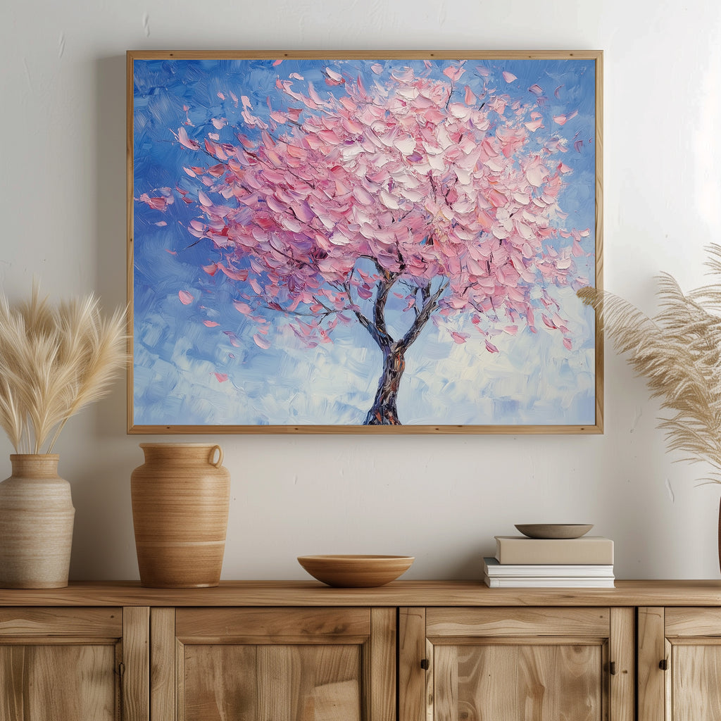Pink Blossom Tree Canvas Wall Art for Nursery Bedroom - Framed Pop Art