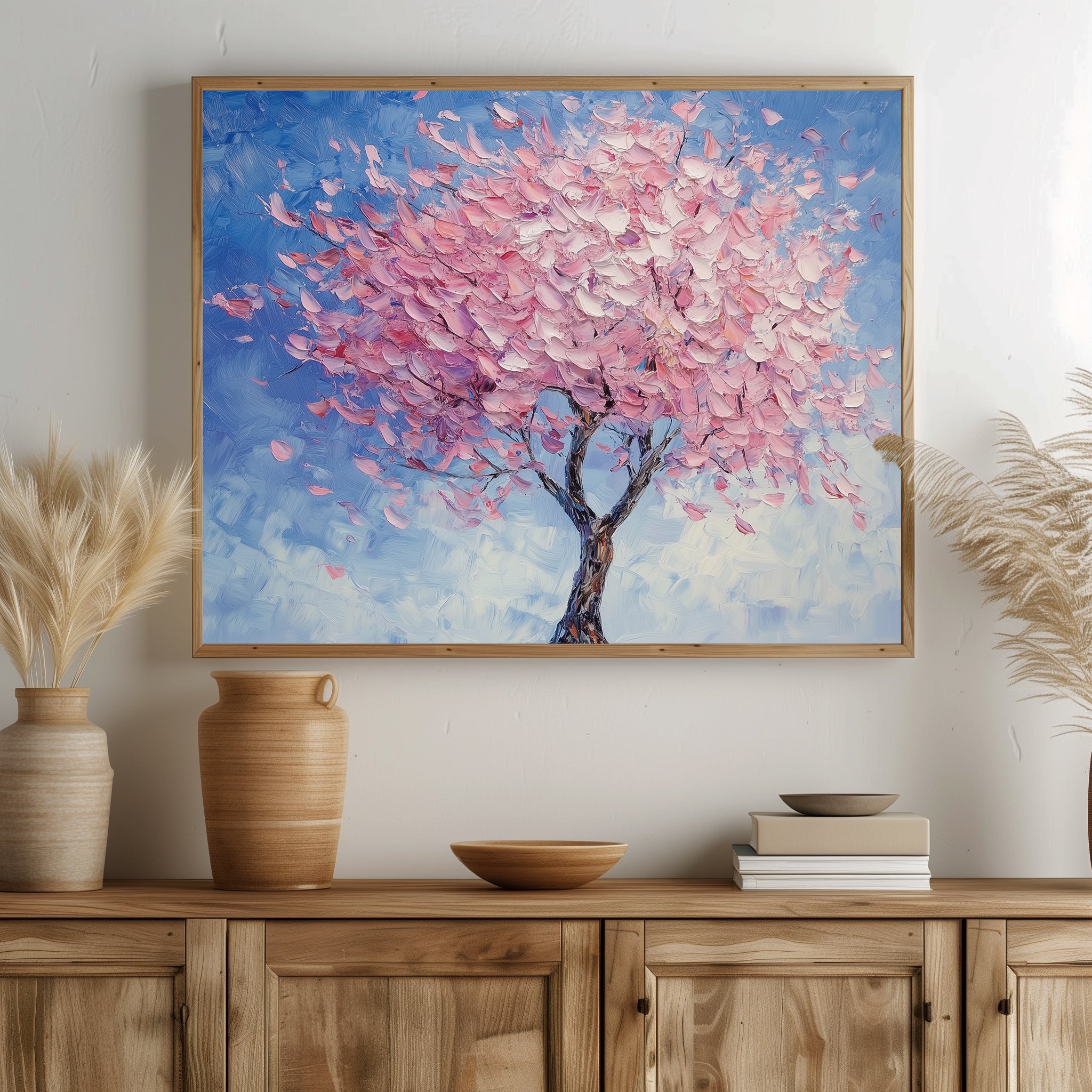 Pink Blossom Tree Canvas Wall Art for Nursery Bedroom - Framed Pop Art