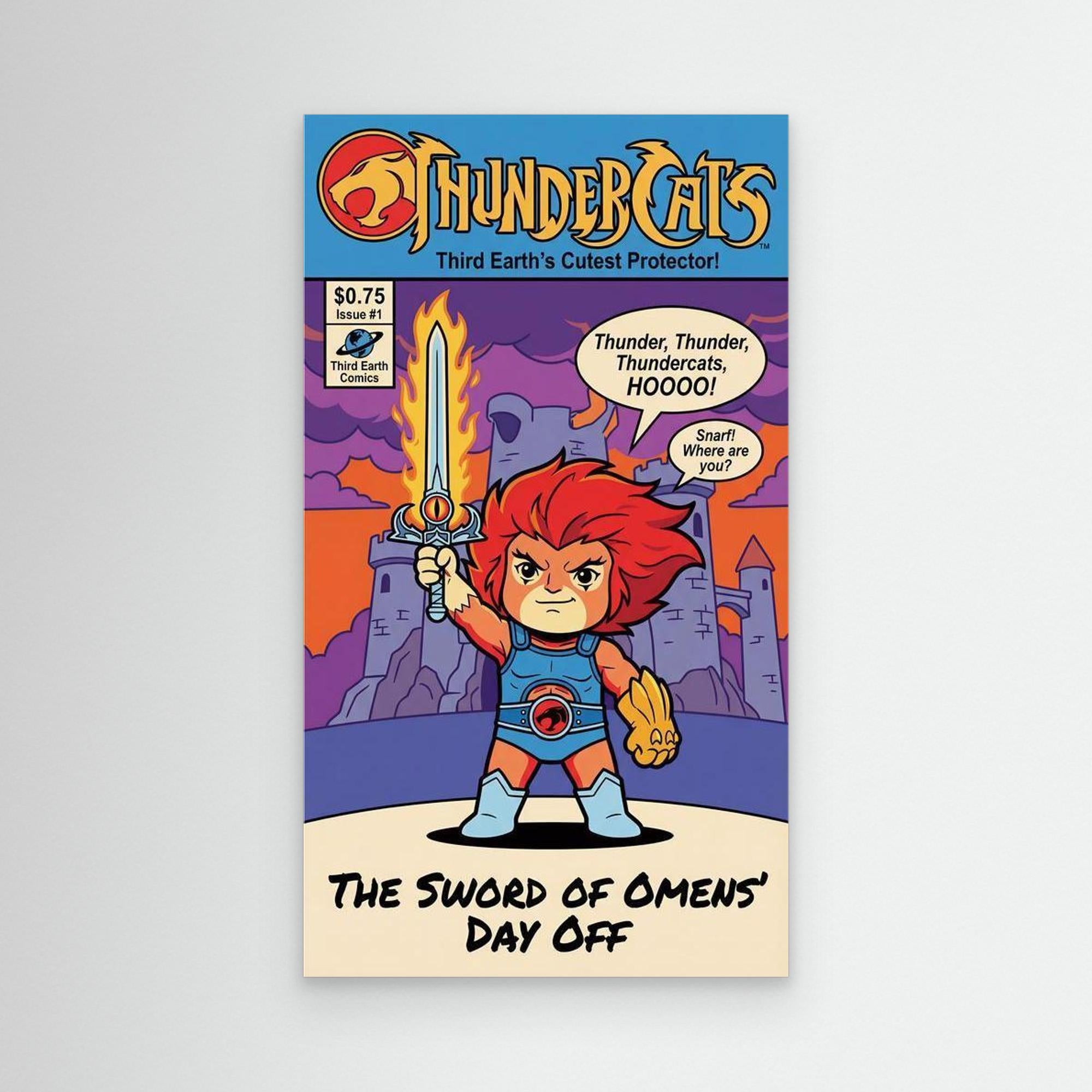 Thundercats Lion-O Parody Comic Art Canvas | Retro Wall Decor
