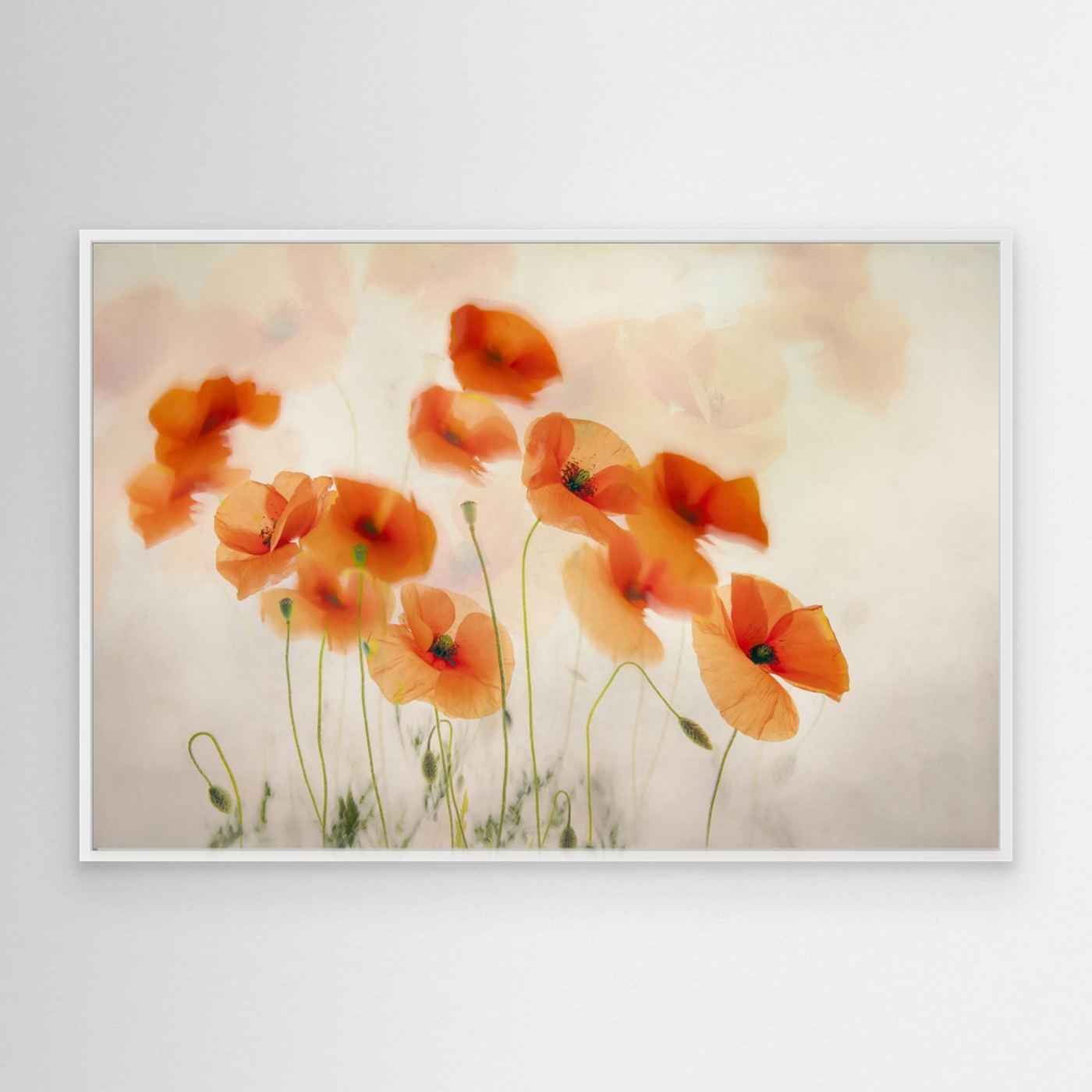 Orange Poppy Wall Art | Boho Floral Bedroom Decor