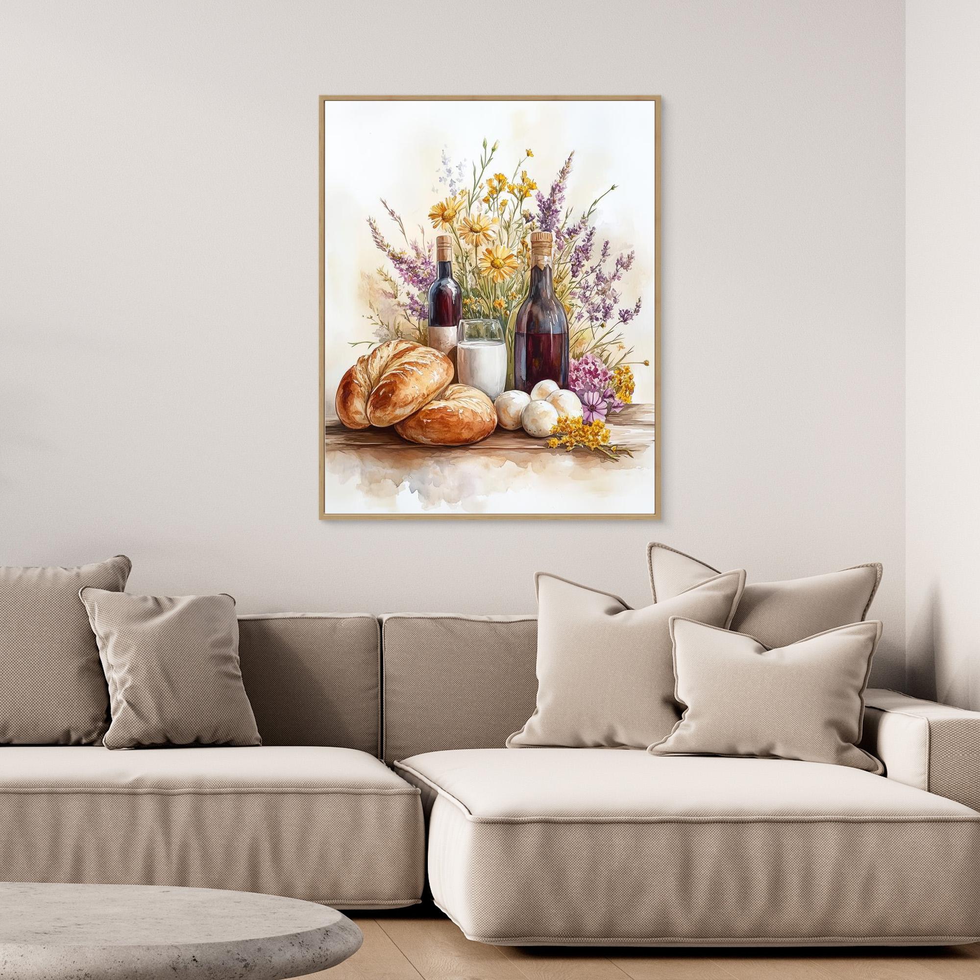 Rustic Kitchen Still Life Watercolour Wall Art | Framed Canvas