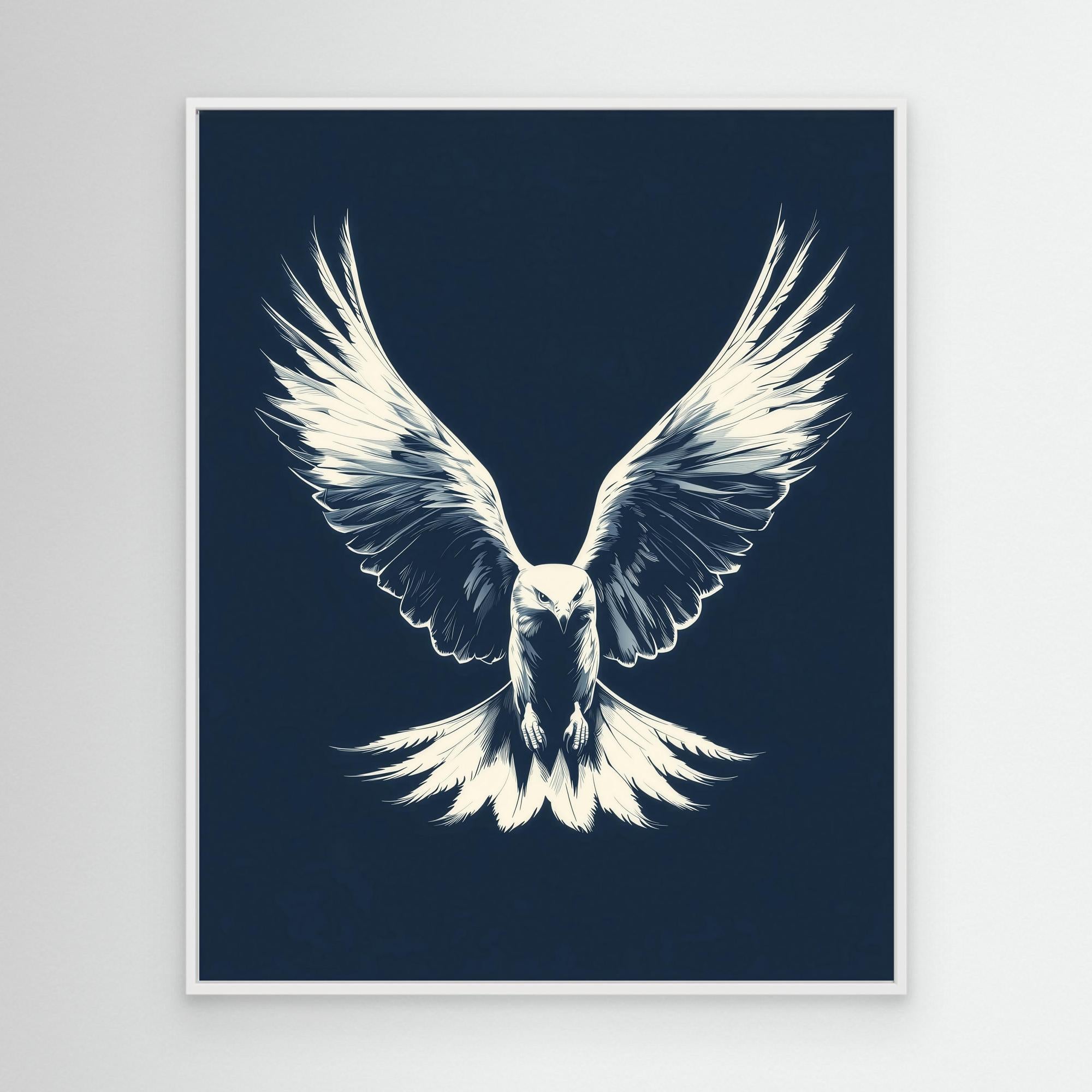 Hallway Wall Art – Navy Eagle Canvas Print - Framed Pop Art