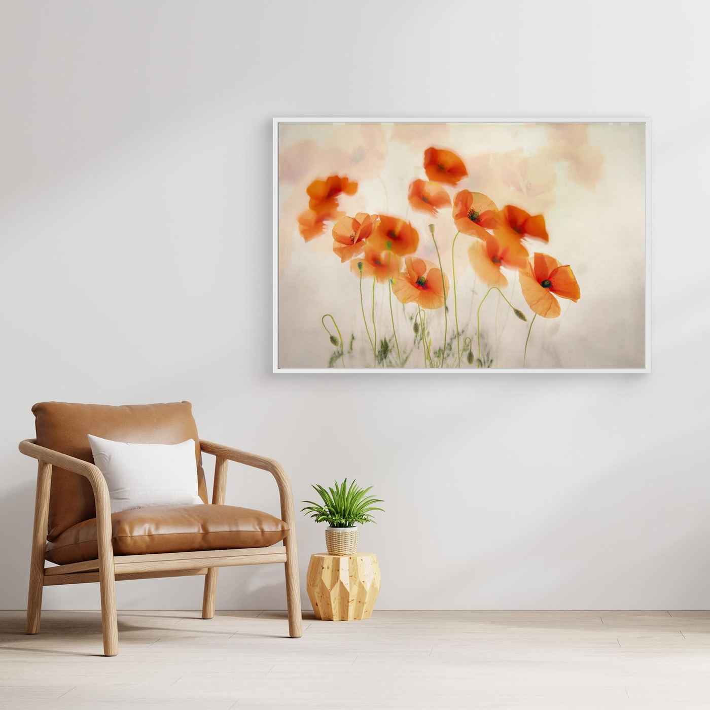 Orange Poppy Wall Art | Boho Floral Bedroom Decor