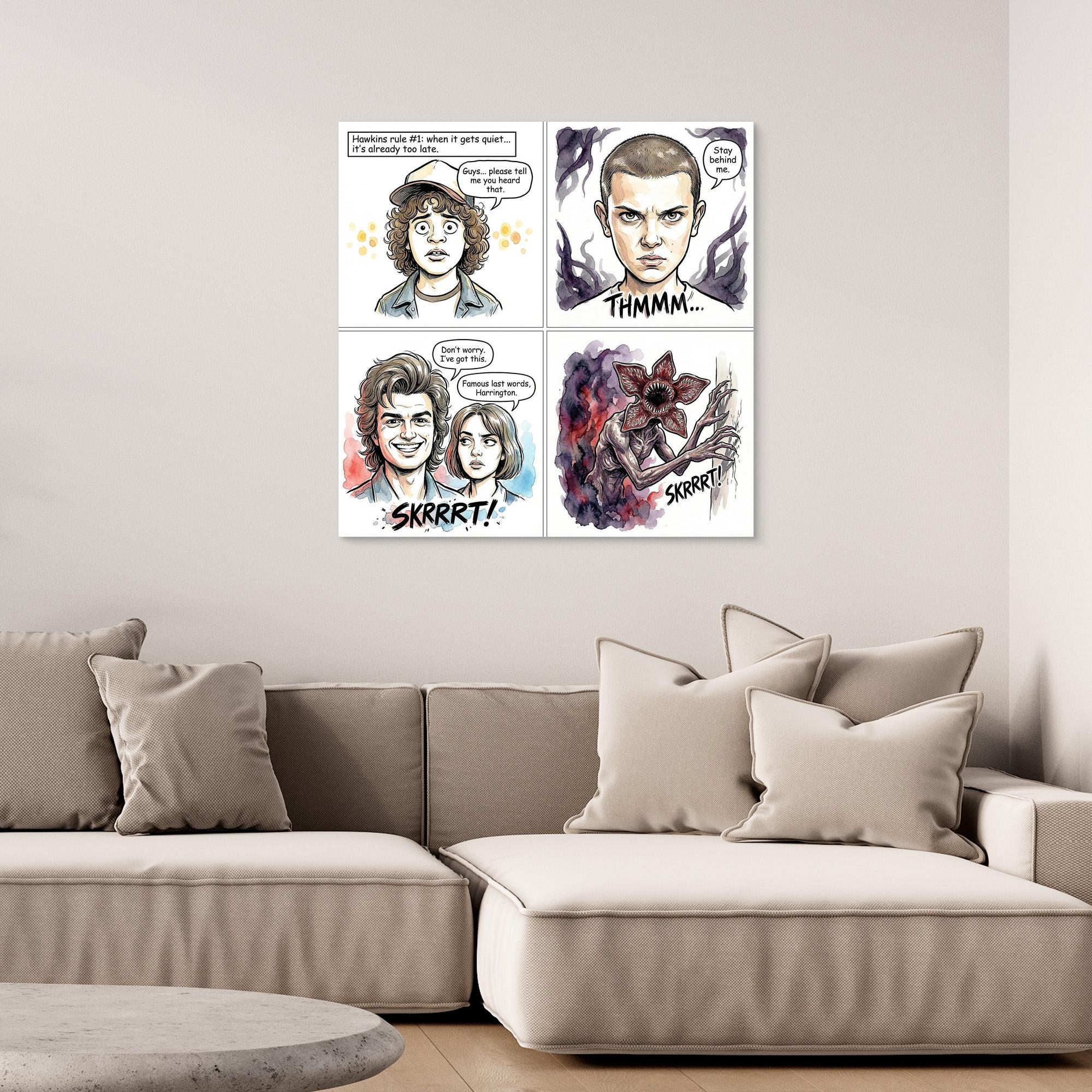 Stranger Things Fan Art Canvas | Hawkins Comic Print