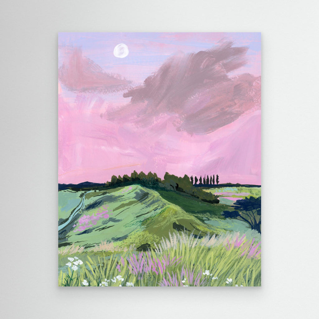 Hallway Wall Art – Pastel Meadow Landscape Canvas Print - Framed Pop Art
