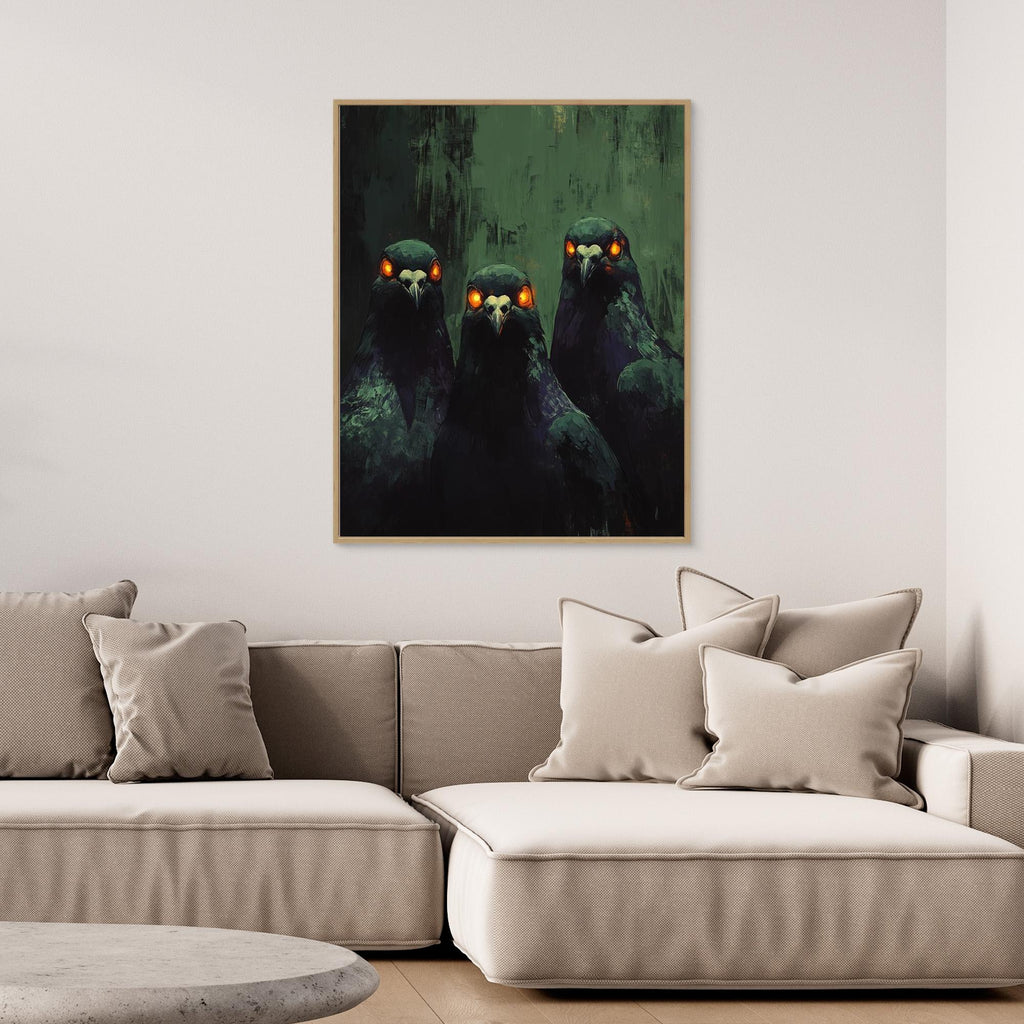 Gothic Raven Wall Art Canvas Print for Dark Bedroom