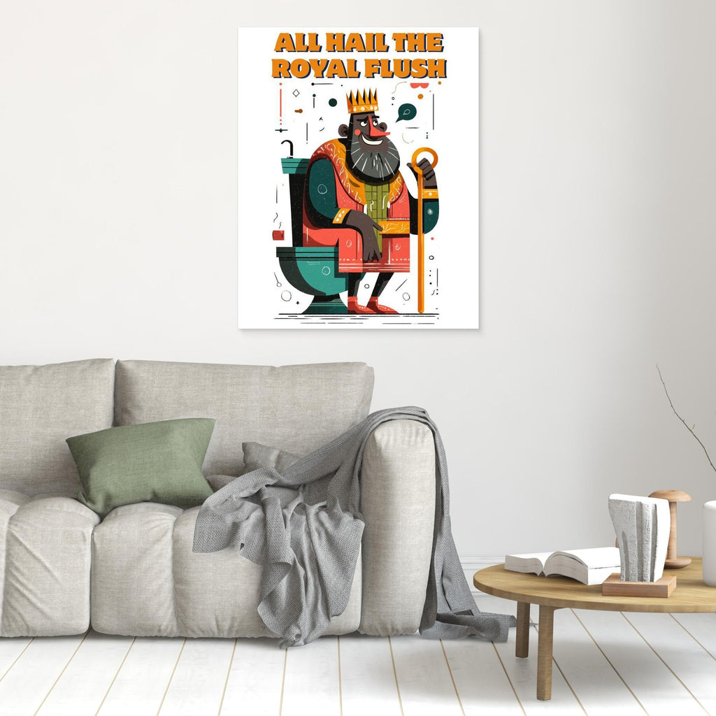 The Royal Flush King Art Print | Funny Bathroom Wall Decor - Framed Pop Art