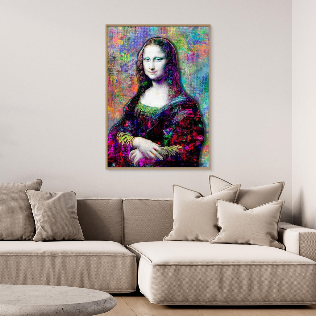 Mona Lisa Pop Art Canvas - Modern Graffiti Wall Decor - Framed Pop Art