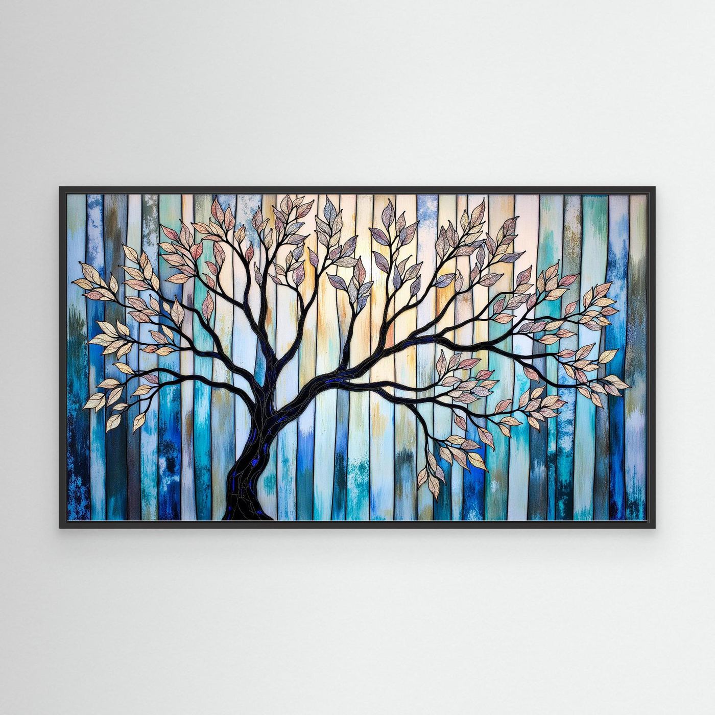 Modern Tree Wall Art | Blue Abstract Nature Decor for Living Room