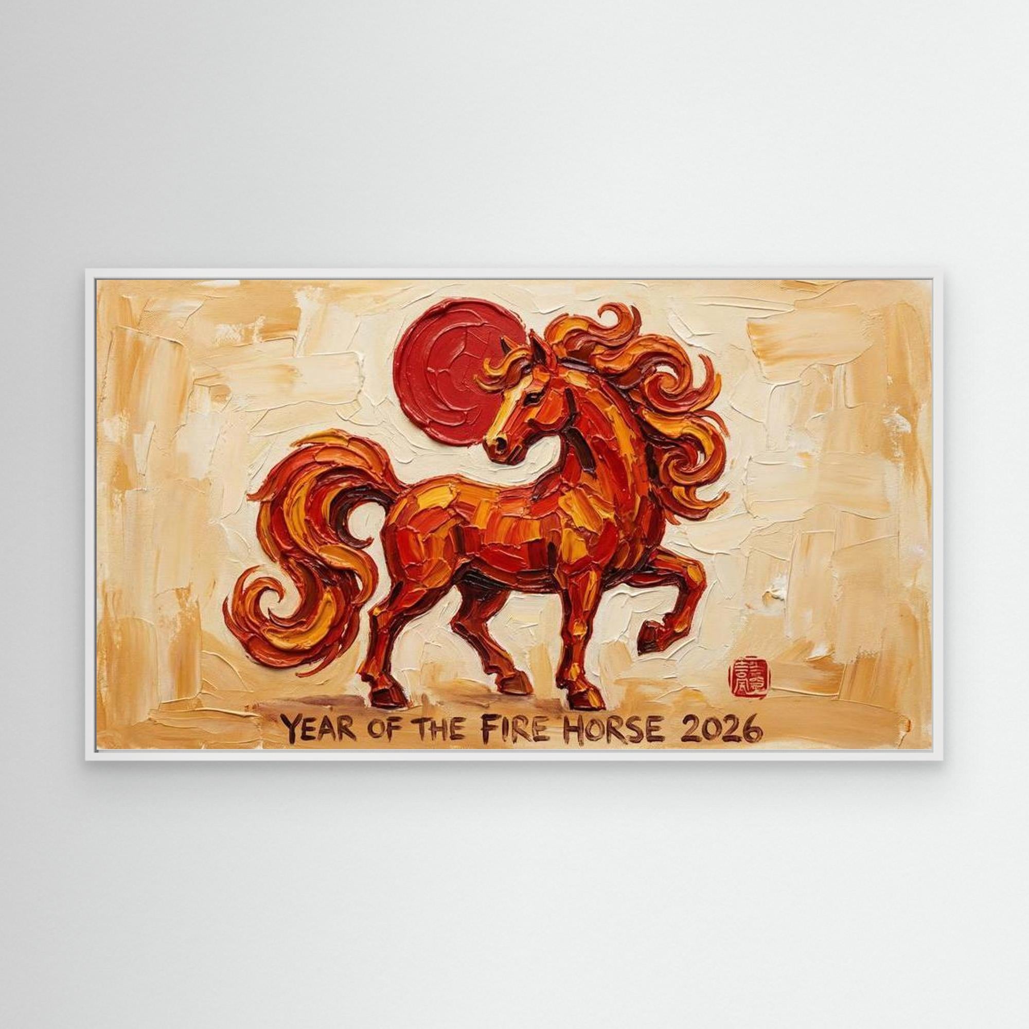 Year of the Fire Horse 2026 Canvas for Living Room - Framed Pop Art