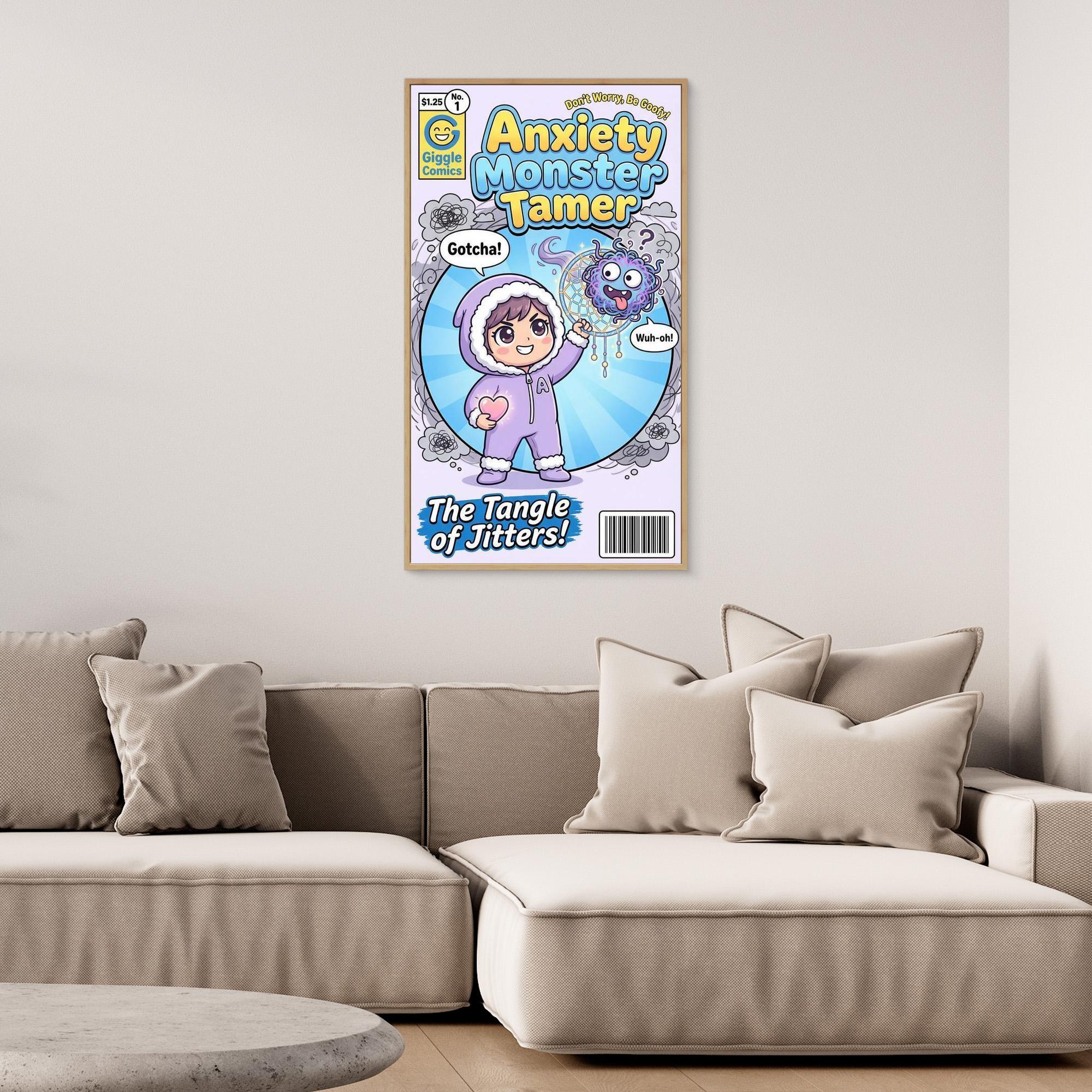 Anxiety Monster Tamer Comic Wall Art | Kids Room Decor