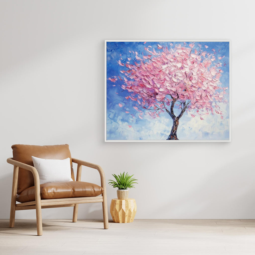 Pink Blossom Tree Canvas Wall Art for Nursery Bedroom - Framed Pop Art