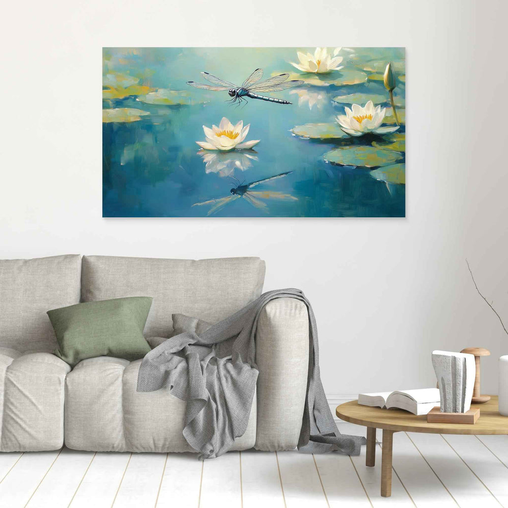 Dragonfly Pond Canvas Print | Bright Spa Wall Decor