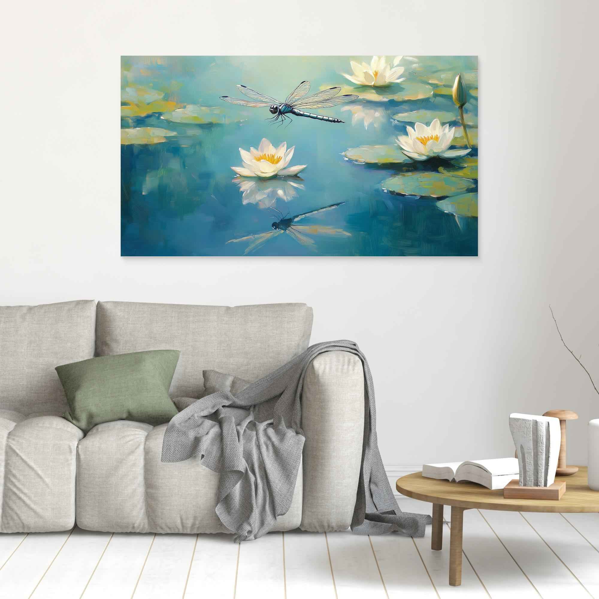 Dragonfly Pond Canvas Print | Bright Spa Wall Decor