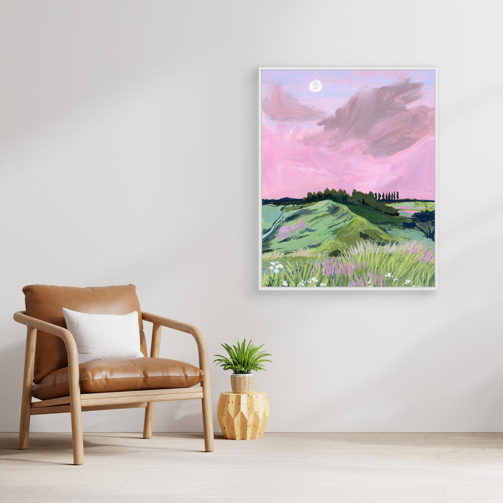 Hallway Wall Art – Pastel Meadow Landscape Canvas Print - Framed Pop Art