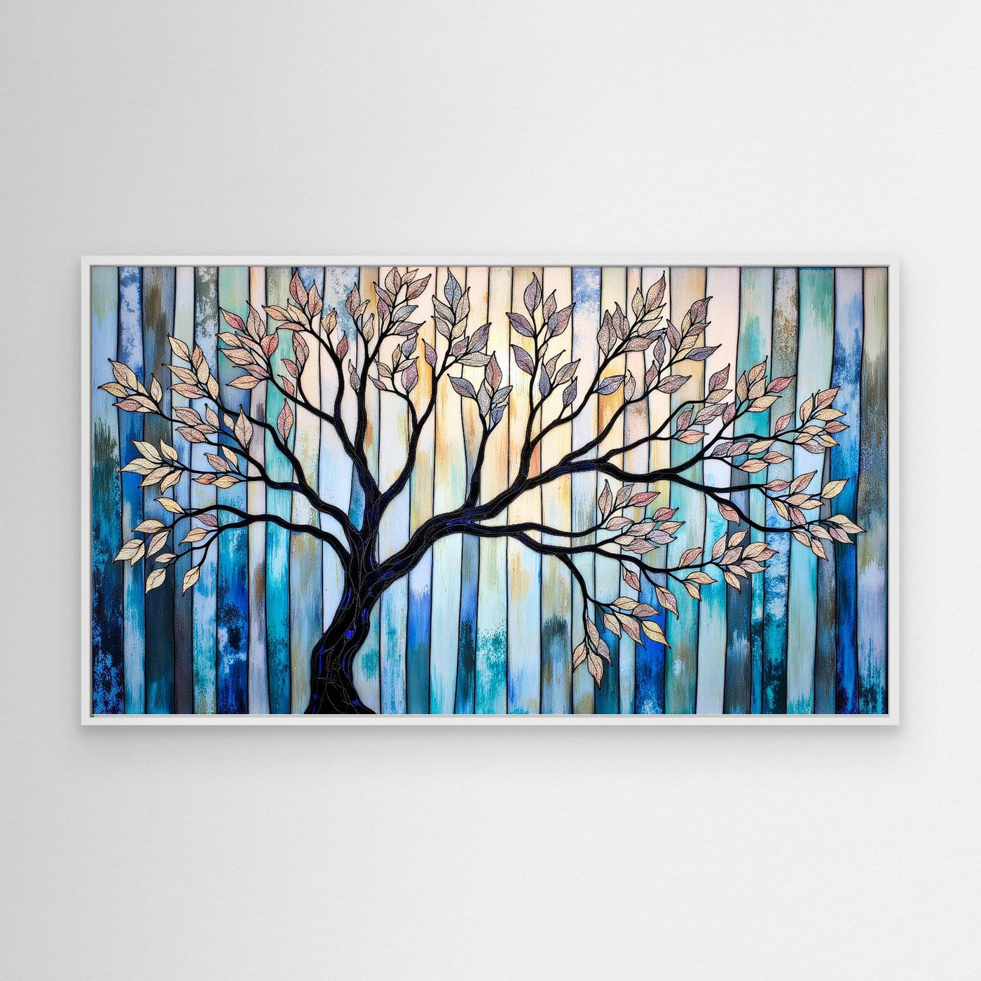 Modern Tree Wall Art | Blue Abstract Nature Decor for Living Room