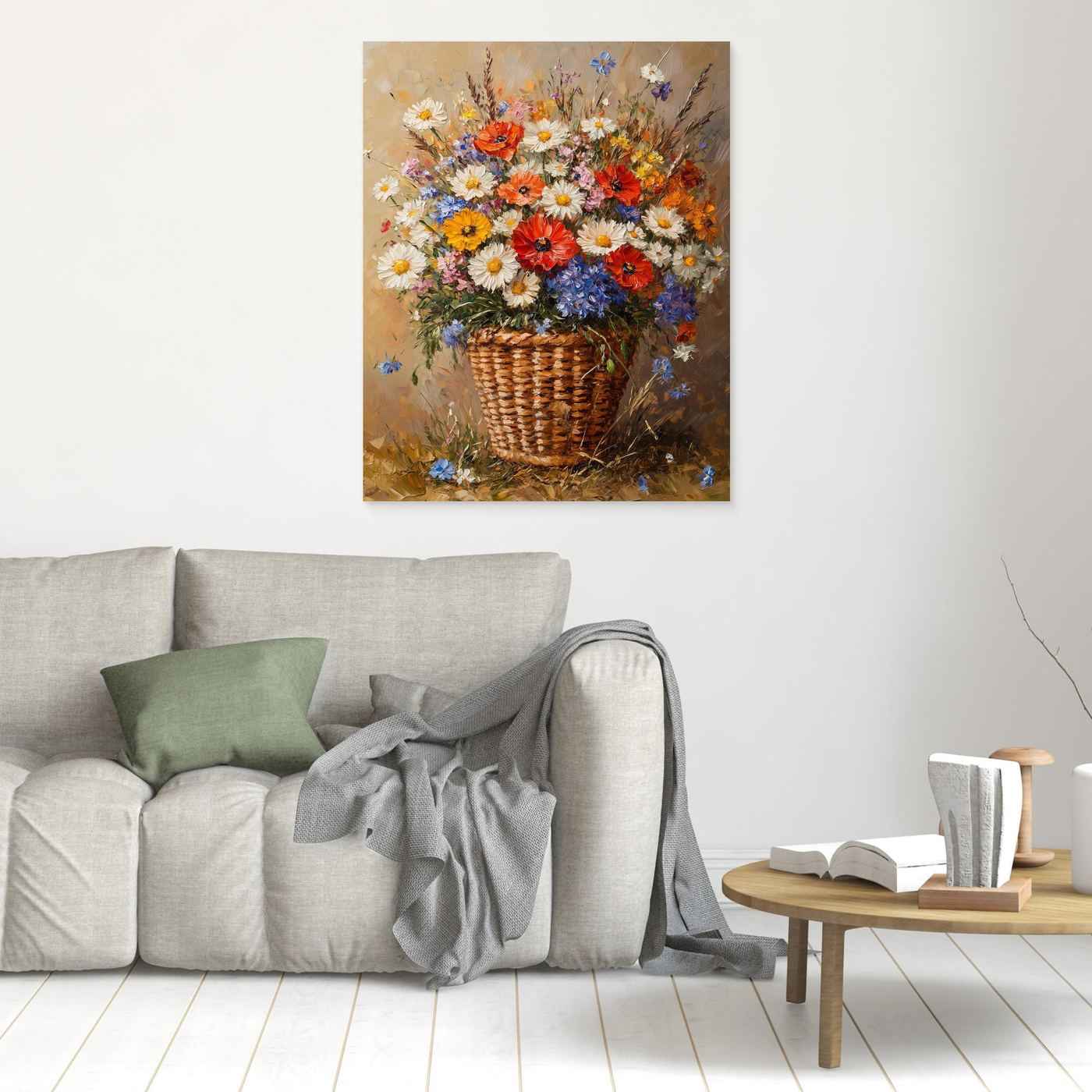 Wildflower Canvas Wall Art | Floral Basket Decor | Nursery Art
