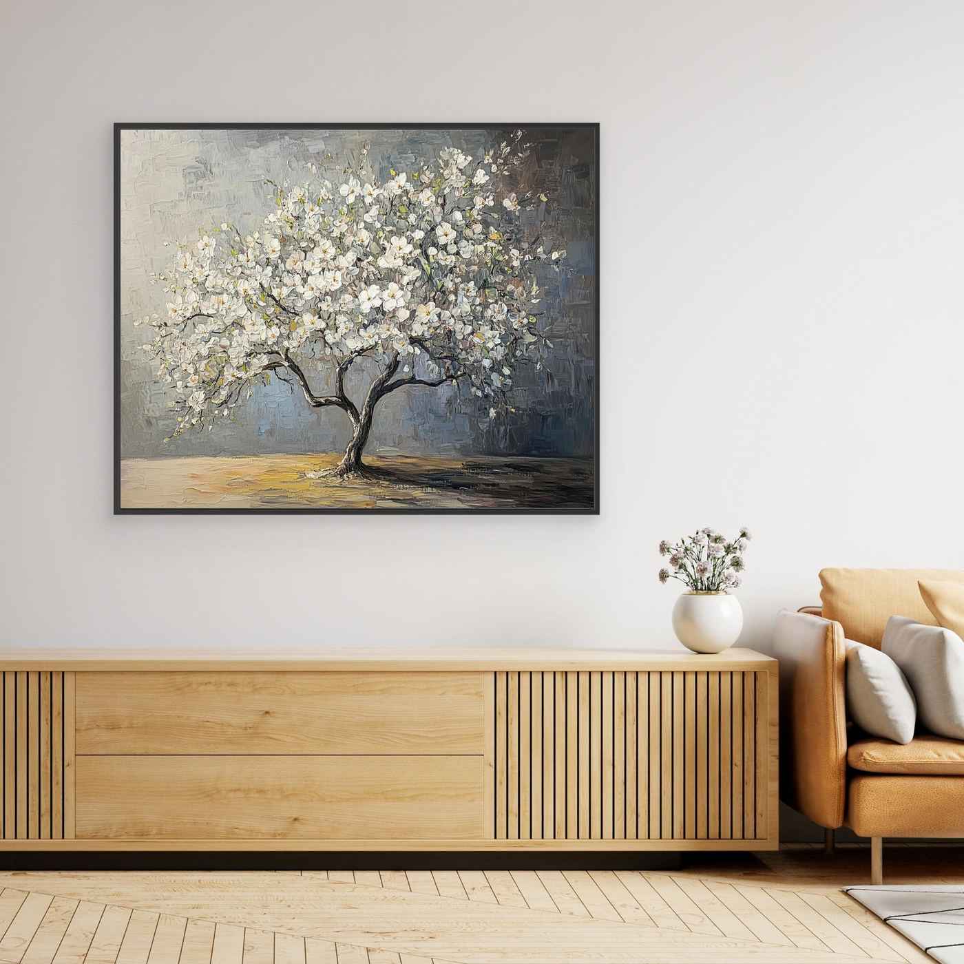 Textured Tree Wall Art | Modern Floral Decor for Living Room
