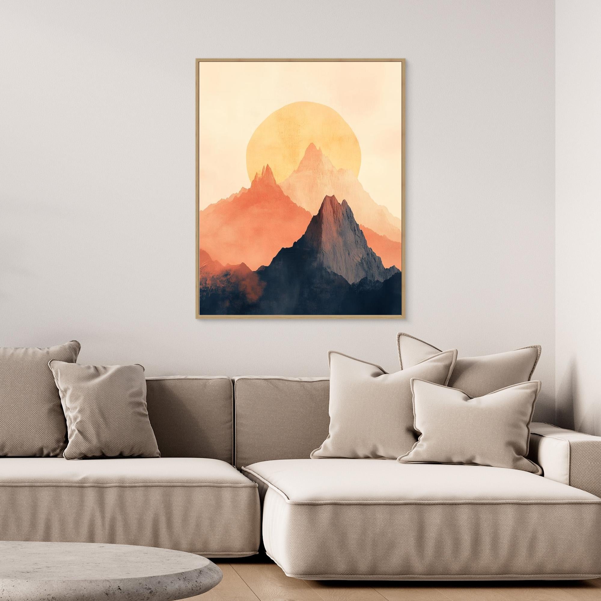 Abstract Sun & Mountain Peaks Canvas Wall Art