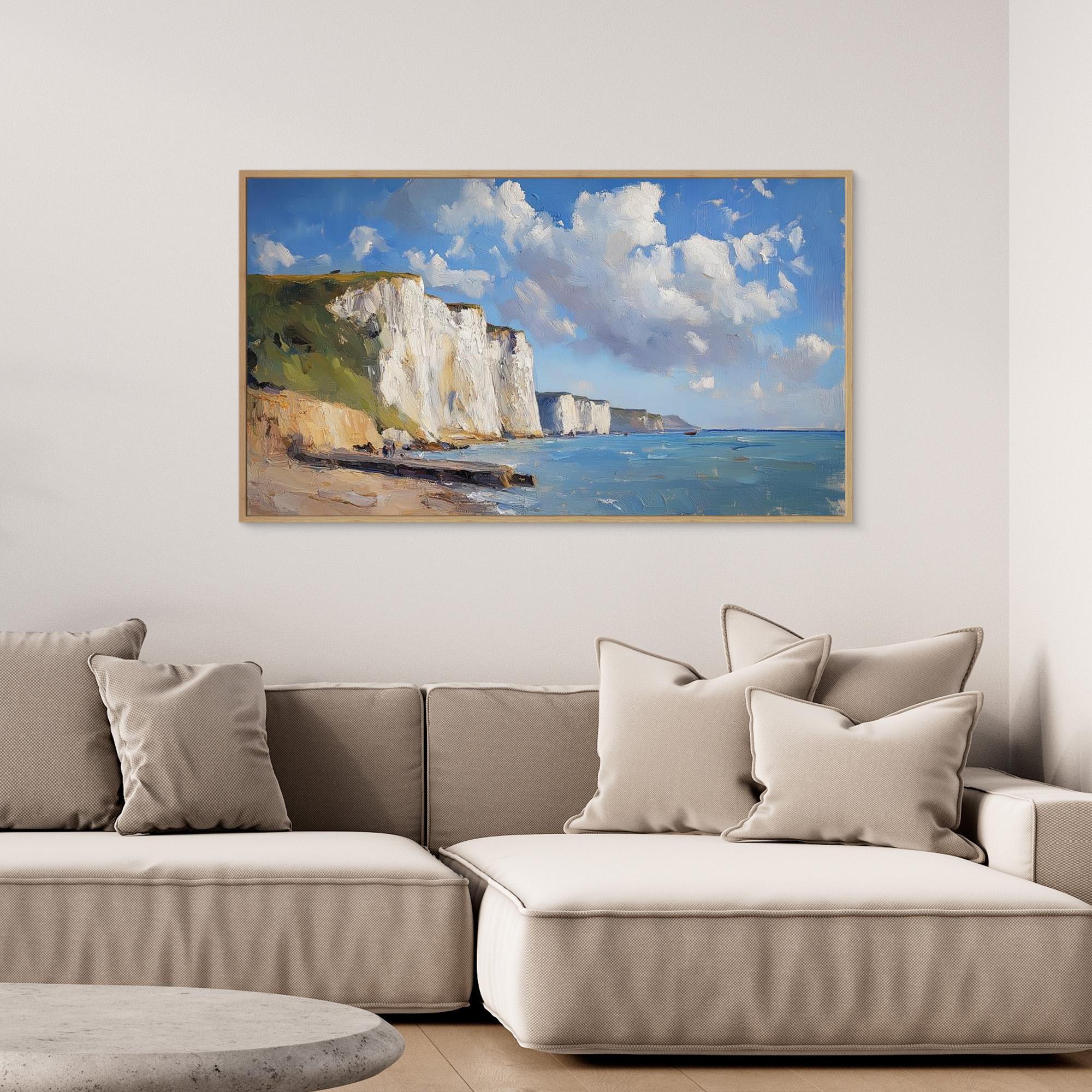 Dover Harbour & White Cliffs Coastal Canvas Wall Art Print