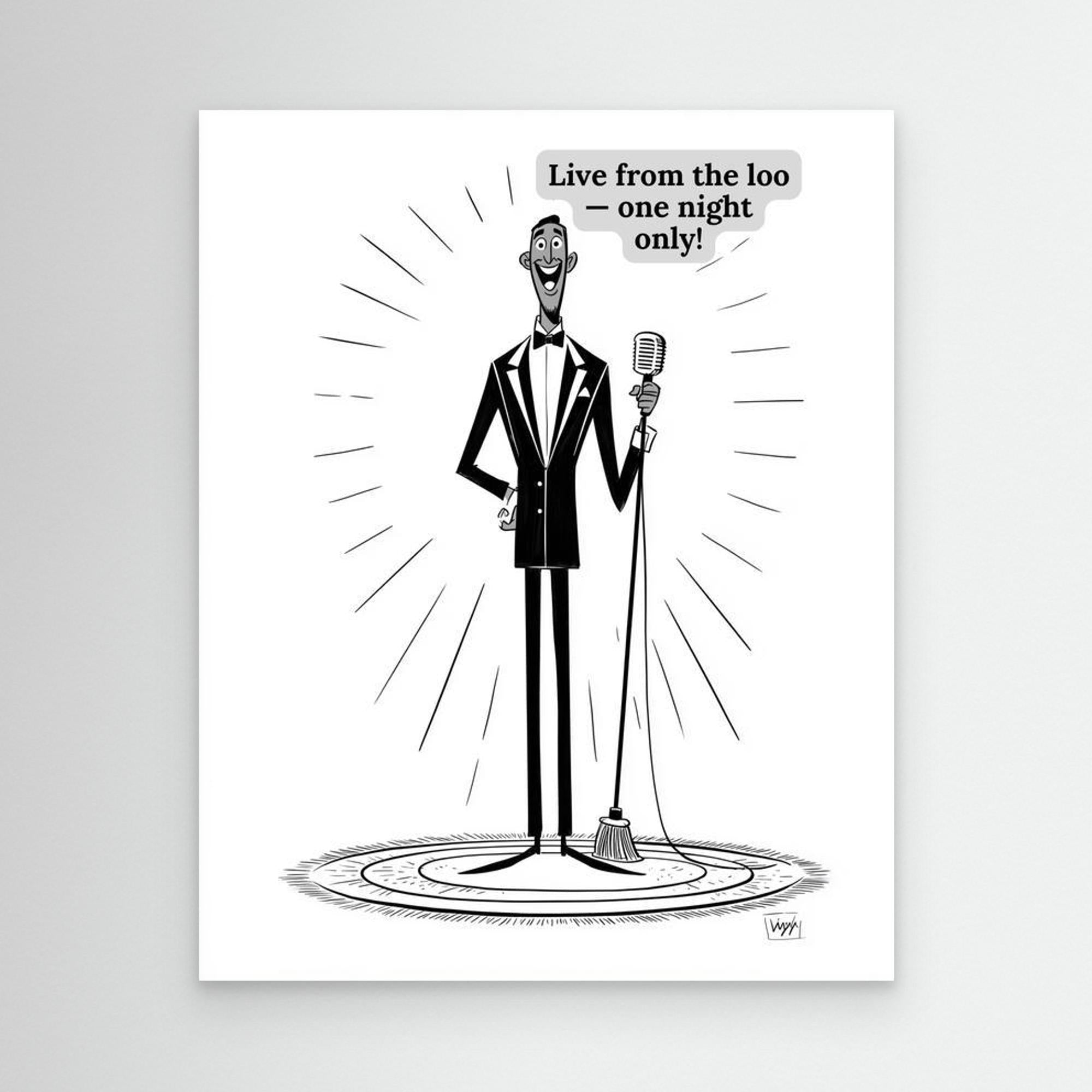 Live From The Loo Bathroom Art | Funny Musical Wall Print