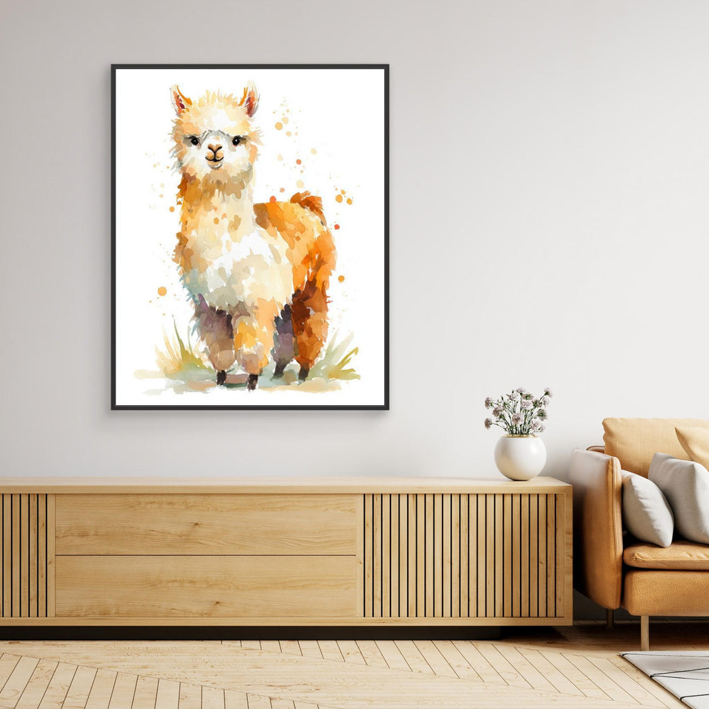 Cute Alpaca Watercolour Art | Scandi Nursery Decor - Framed Pop Art