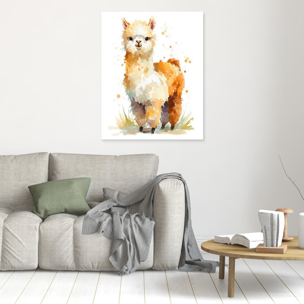 Cute Alpaca Watercolour Art | Scandi Nursery Decor - Framed Pop Art