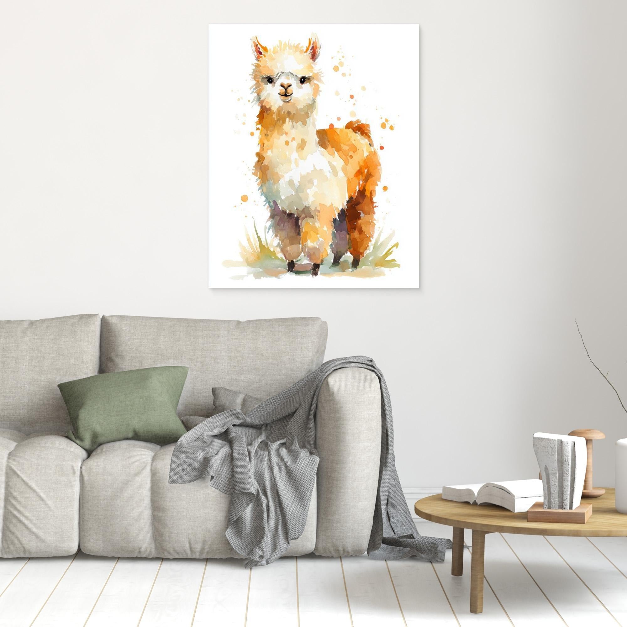Cute Alpaca Watercolour Art | Scandi Nursery Decor - Framed Pop Art